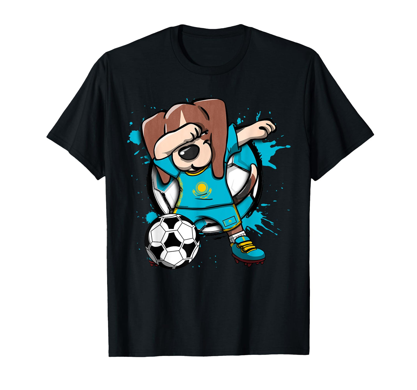 Dabbing Beagle Dog Kazakhstan Soccer T-Shirt - Custom Art Print Unisex - T-Shirt, Sweatshirt, Hoodie