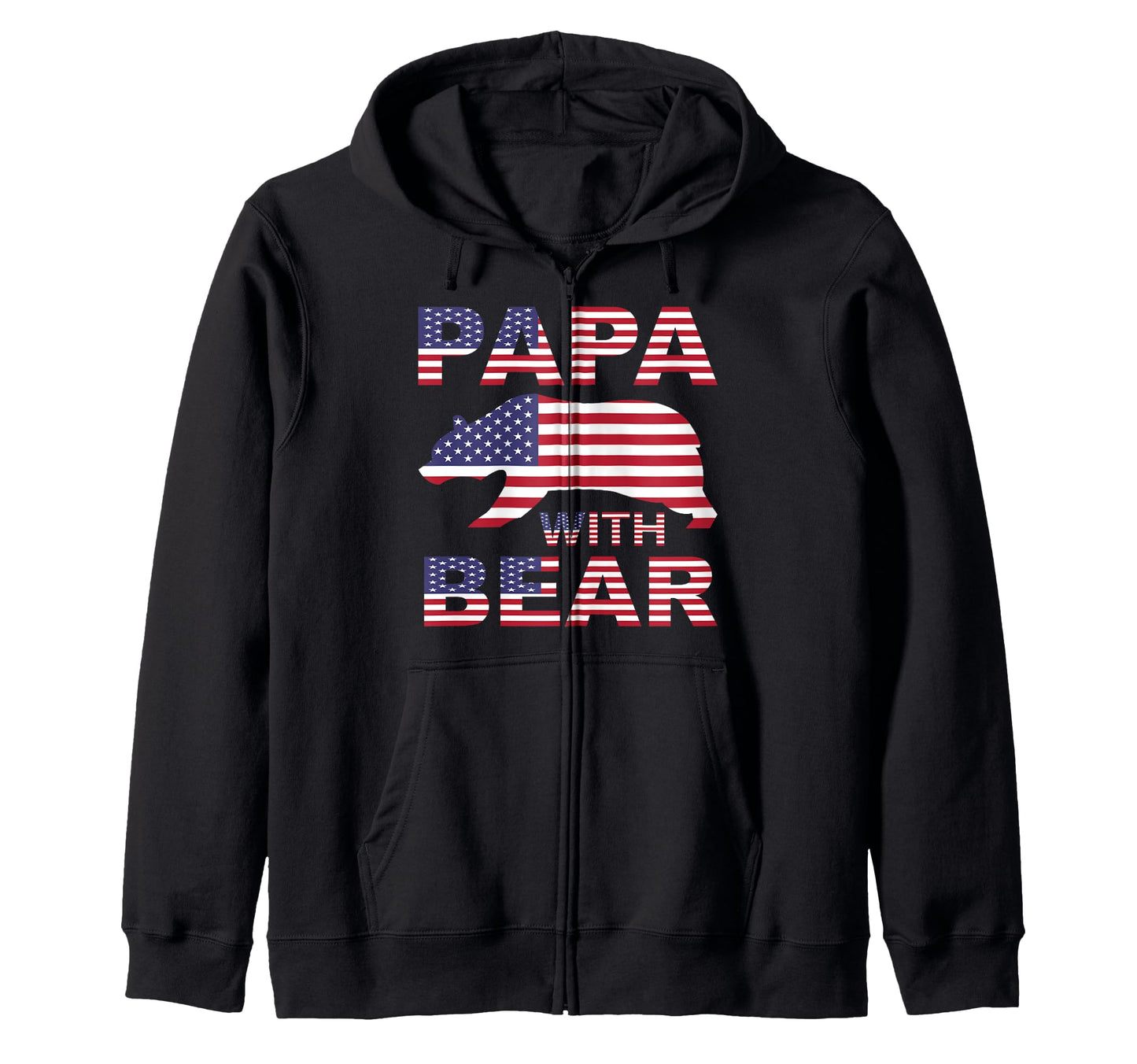 Papa Bear Usa American Flag Animal Gift Hoodie - Novelty Apparel for Adults - T-Shirt, Sweatshirt, Hoodie