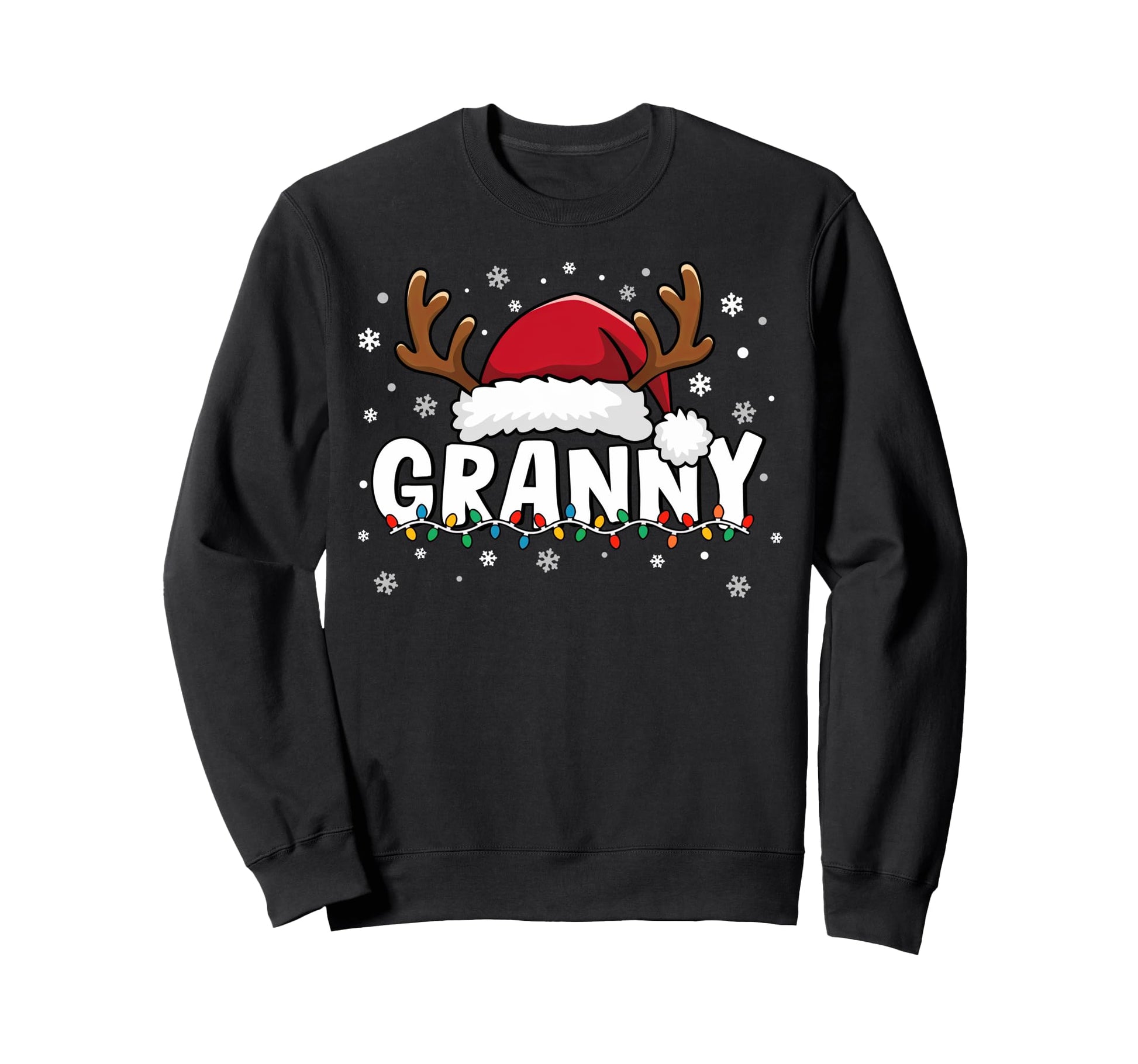 Granny Grandma Santa Hat Reindeer Sweatshirt - Custom Art Print Men Women - T-Shirt, Sweatshirt, Hoodie