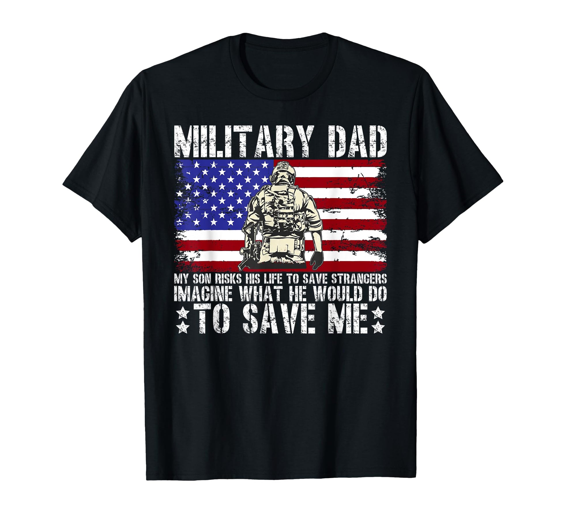 Proud Military Dad American Flag T-Shirt - Custom Art Print Men Women - T-Shirt, Sweatshirt, Hoodie