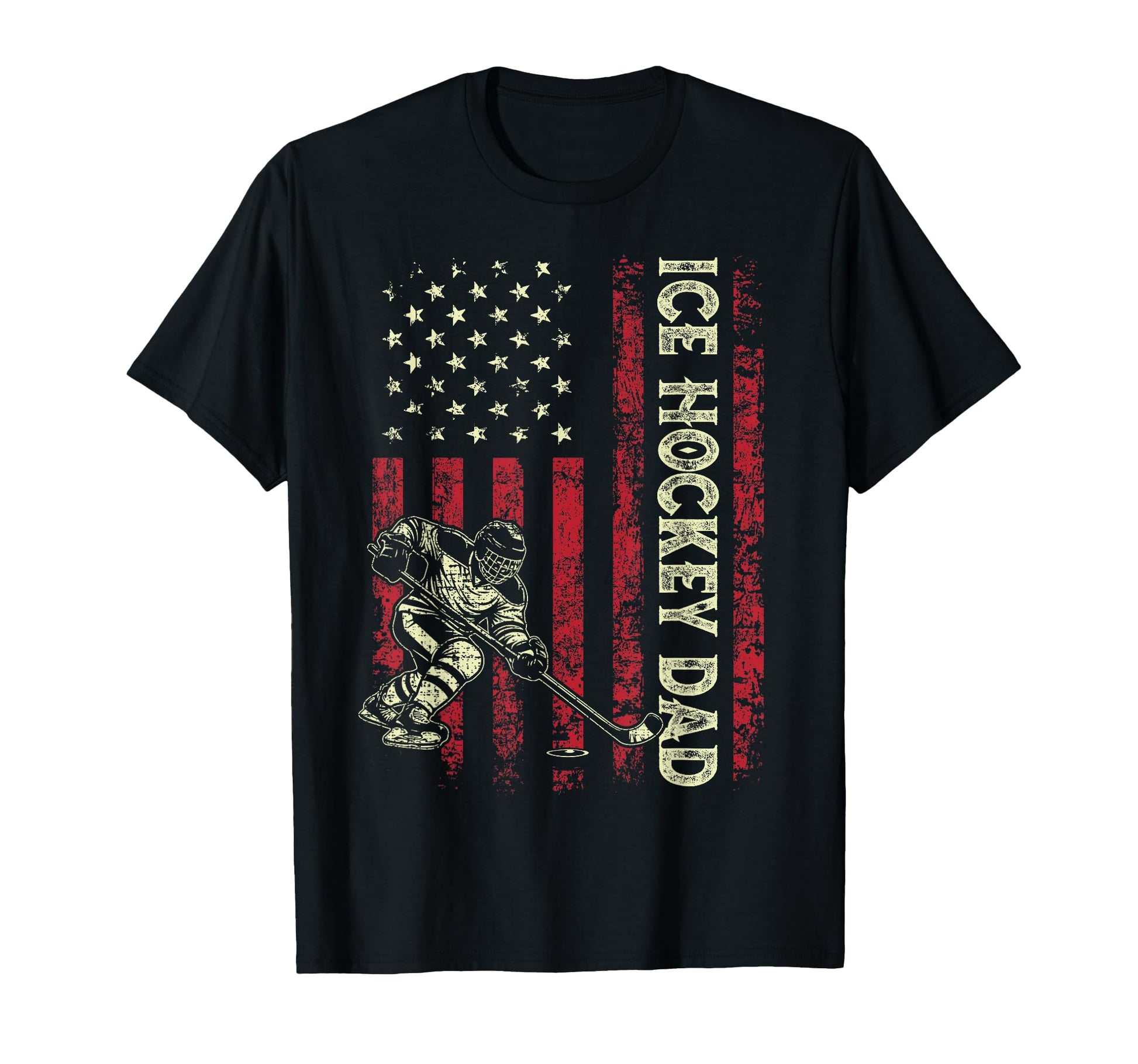 Ice Hockey Dad American Us Flag T-Shirt - Custom Art Print Unisex - T-Shirt, Sweatshirt, Hoodie