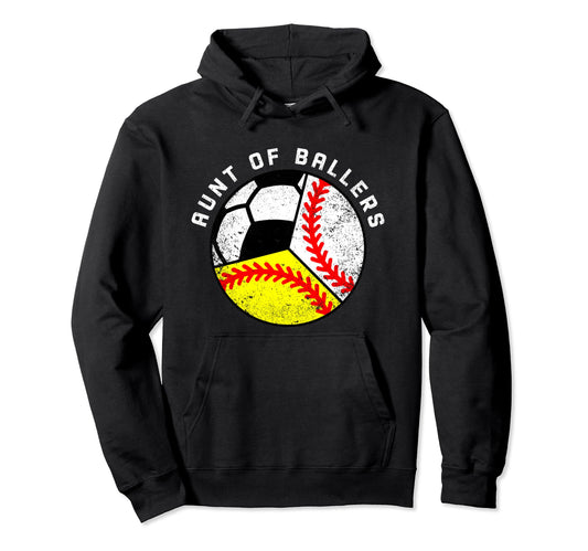 Aunt Ballers Funny Baseball Softball Hoodie - Unique Graphic Men Women - T-Shirt, Sweatshirt, Hoodie