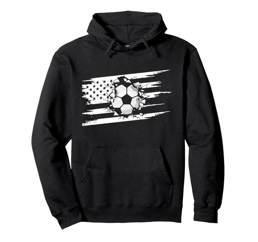American Flag Soccer Soccer Hoodie - Aesthetic Graphic for Adults - T-Shirt, Sweatshirt, Hoodie