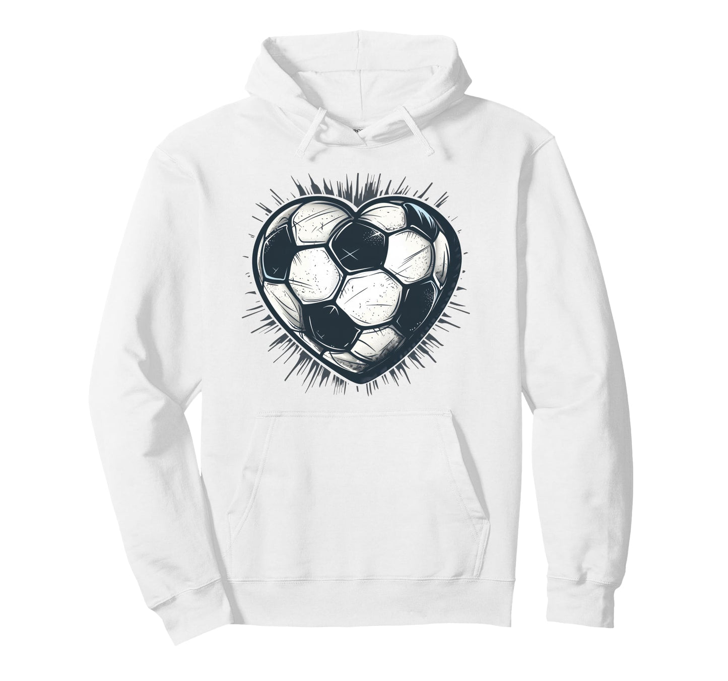 Soccer Ball Heart Football Player And Hoodie - Unique Graphic for Adults - T-Shirt, Sweatshirt, Hoodie