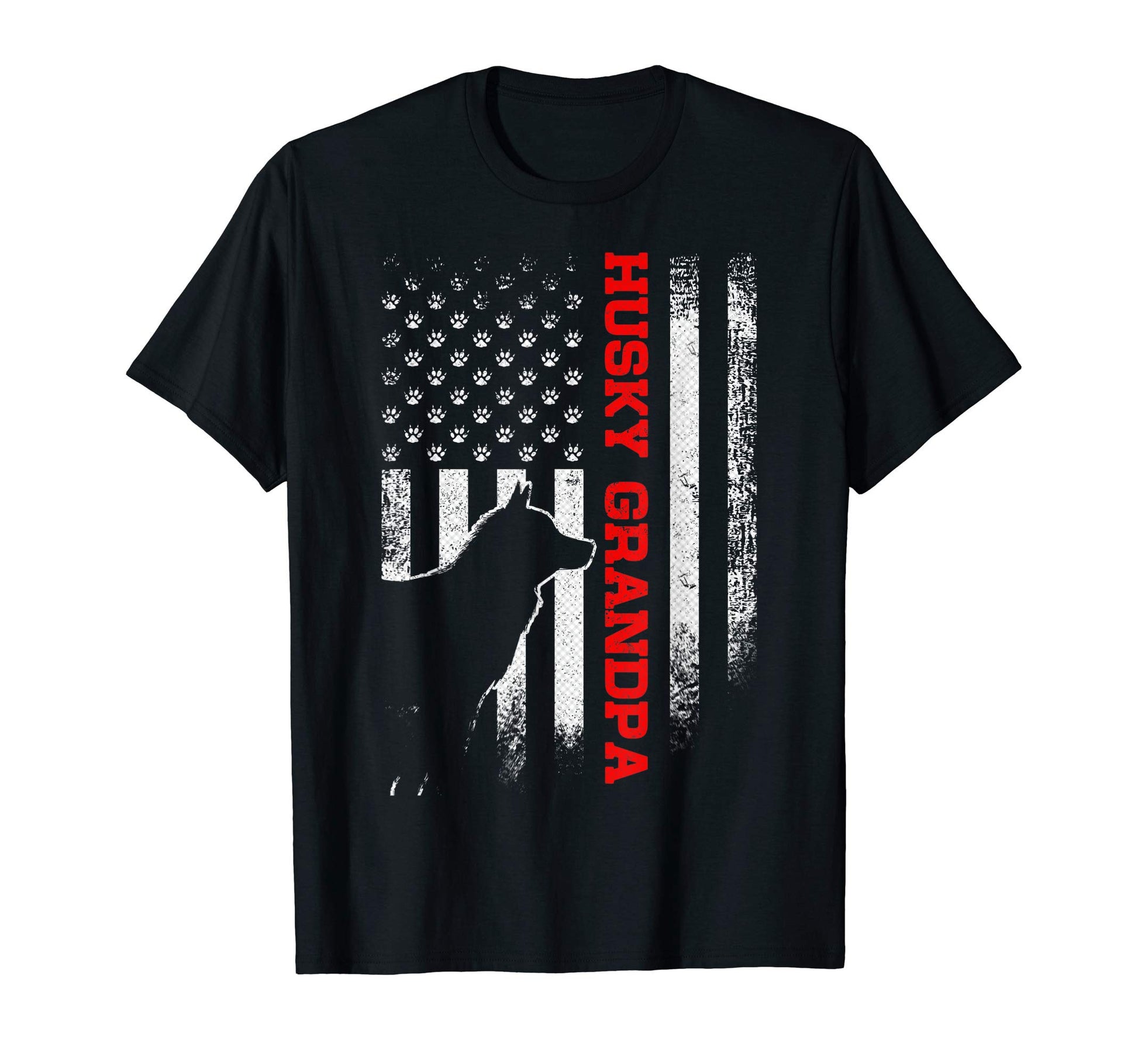 Usa American Flag Siberian Husky T-Shirt - Minimalist Print Men Women - T-Shirt, Sweatshirt, Hoodie