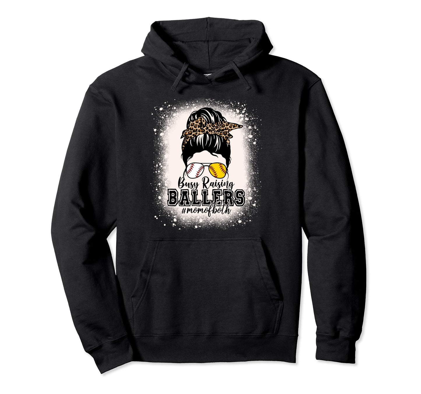 Messy Bun Mom Both Baseball Softball Hoodie - Minimalist Print Men Women - T-Shirt, Sweatshirt, Hoodie