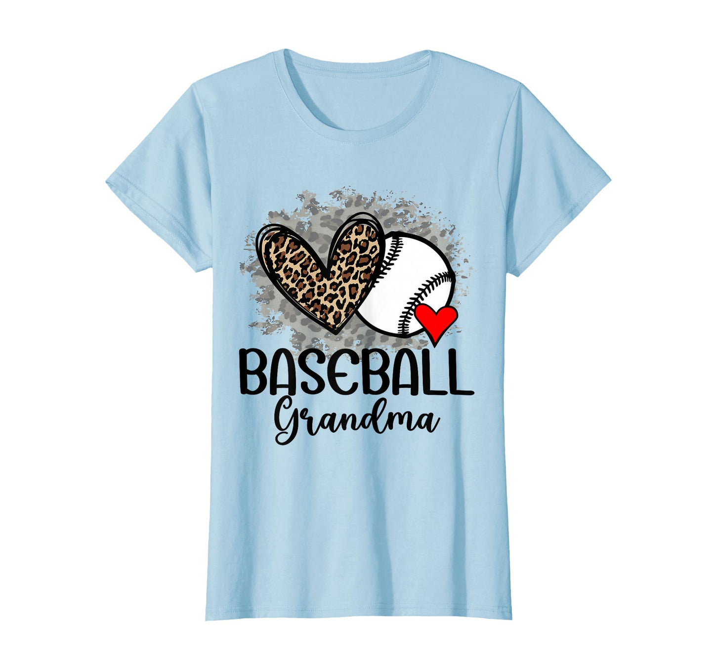 Baseball Grandma Funny Leopard Heart T-Shirt - Custom Art Print Men Women - T-Shirt, Sweatshirt, Hoodie