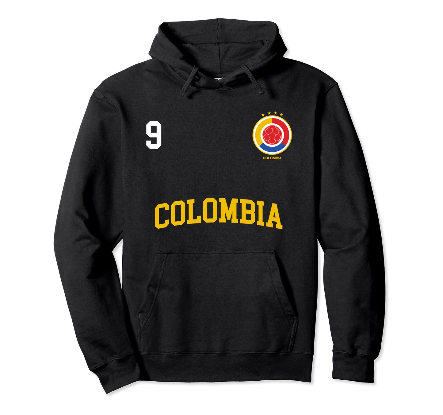 Colombia Soccer No 9 Colombian Flag Hoodie - Trendy Graphic for Adults - T-Shirt, Sweatshirt, Hoodie