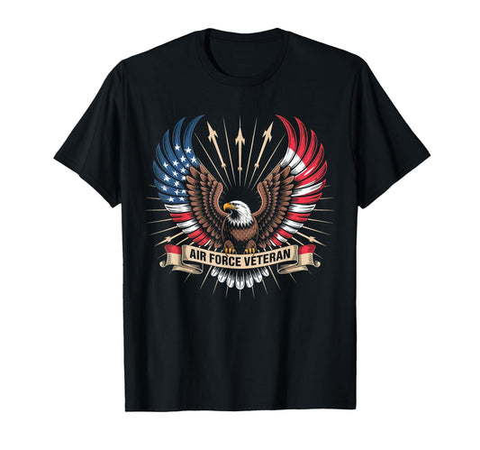 Air Force Veteran Us American Flag T-Shirt - Fun Novelty Design for Adults - T-Shirt, Sweatshirt, Hoodie