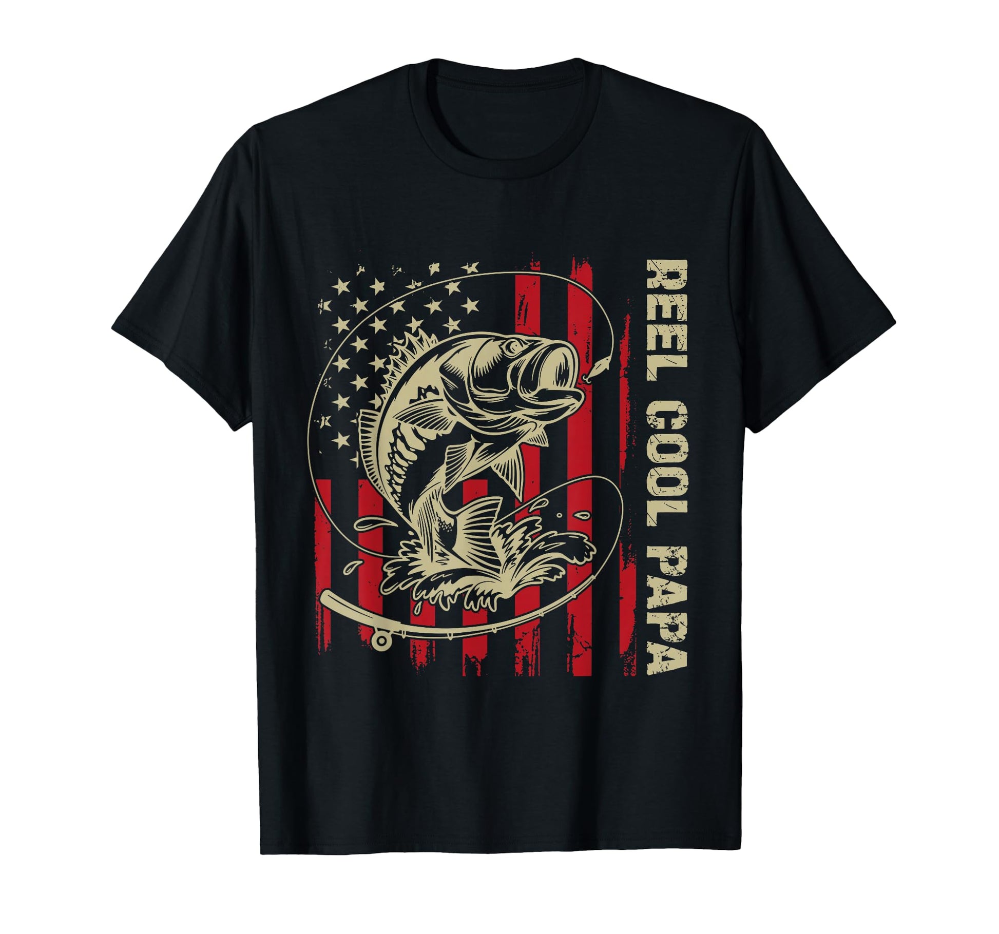 Reel Papa Fishing American Flag Mens T-Shirt - Aesthetic Graphic Unisex - T-Shirt, Sweatshirt, Hoodie