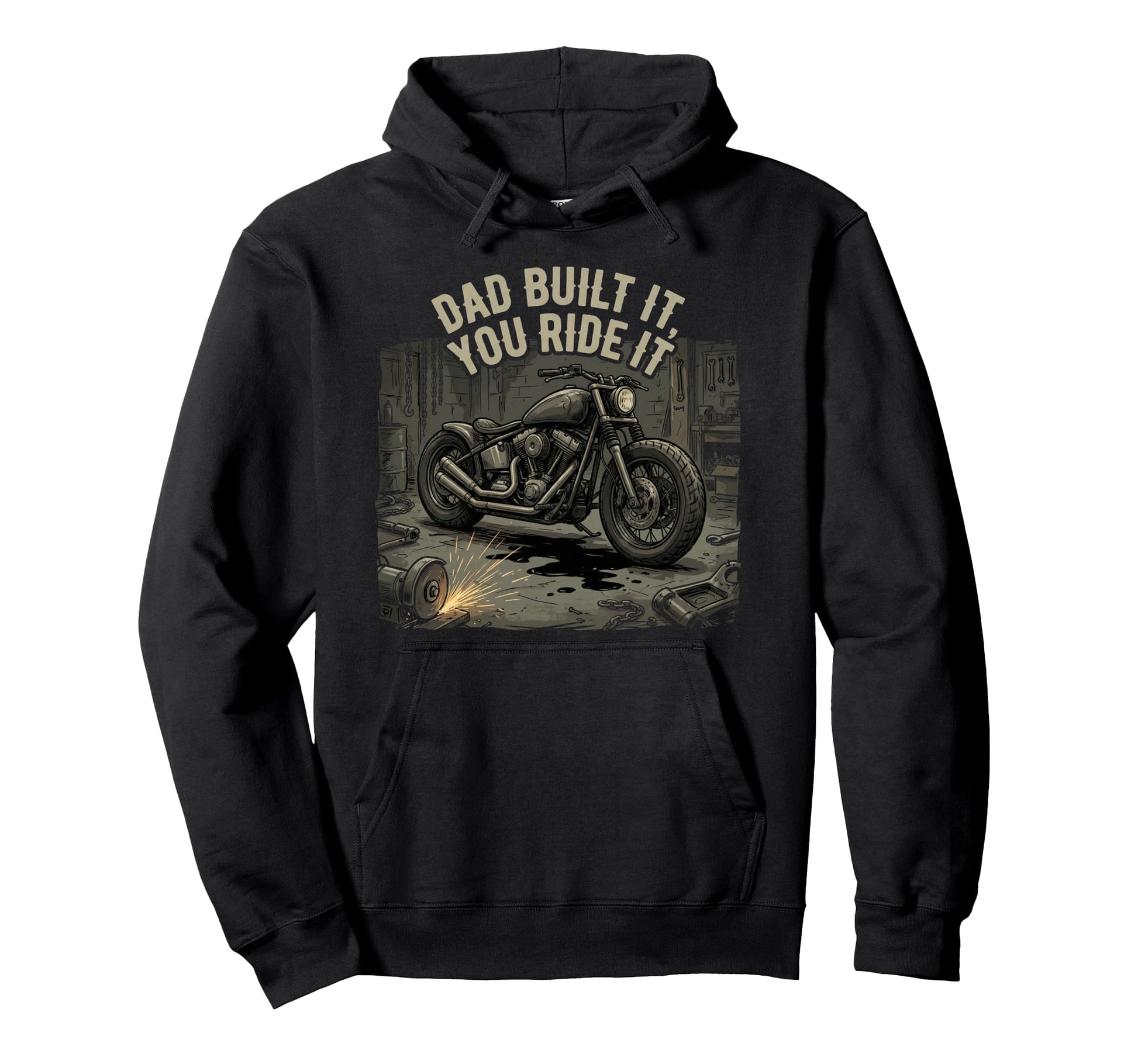 Garage Motorcycle Papa Rider Biker Dad Hoodie - Trendy Graphic Men Women - T-Shirt, Sweatshirt, Hoodie