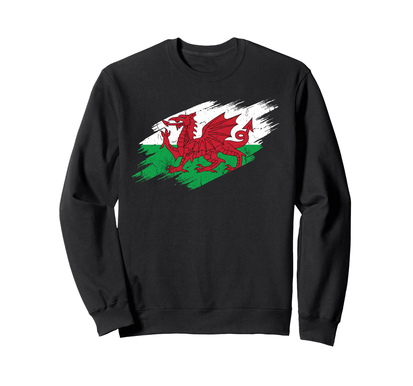 Wales Soccer Fan Tattered Flag Sweatshirt - Graphic Print Men Women - T-Shirt, Sweatshirt, Hoodie
