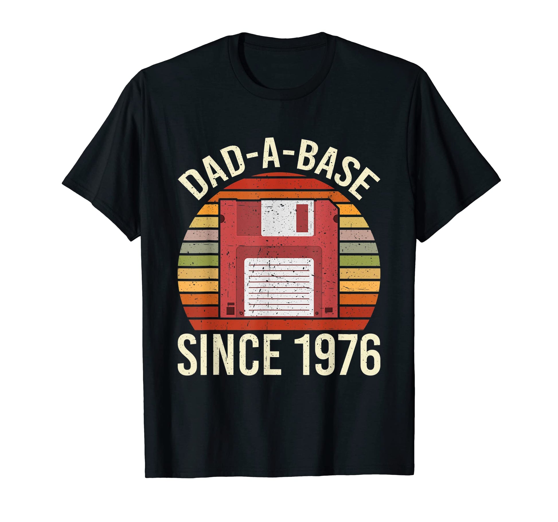 Mens Funny Dad Base Since 1976 Diskette T-Shirt - Graphic Print Unisex - T-Shirt, Sweatshirt, Hoodie