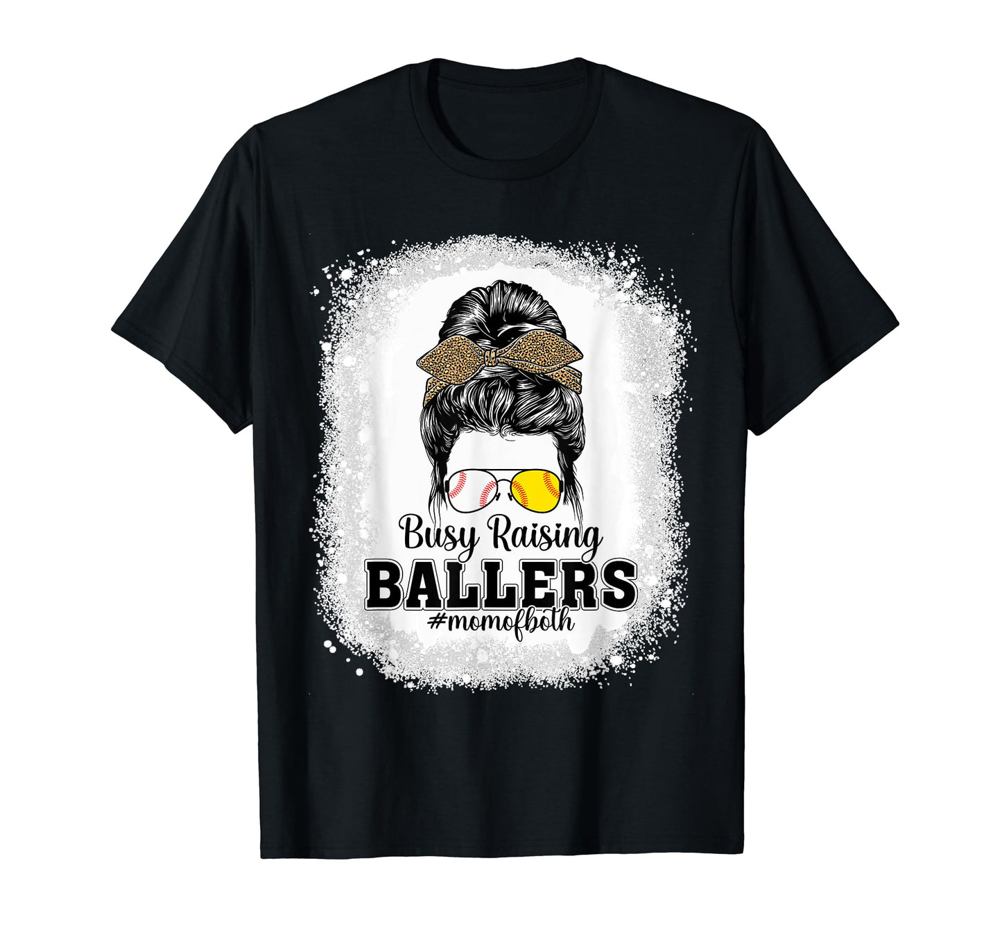 Messy Bun Mom Both Baseball Softball T-Shirt - Custom Art Print for Adults - T-Shirt, Sweatshirt, Hoodie