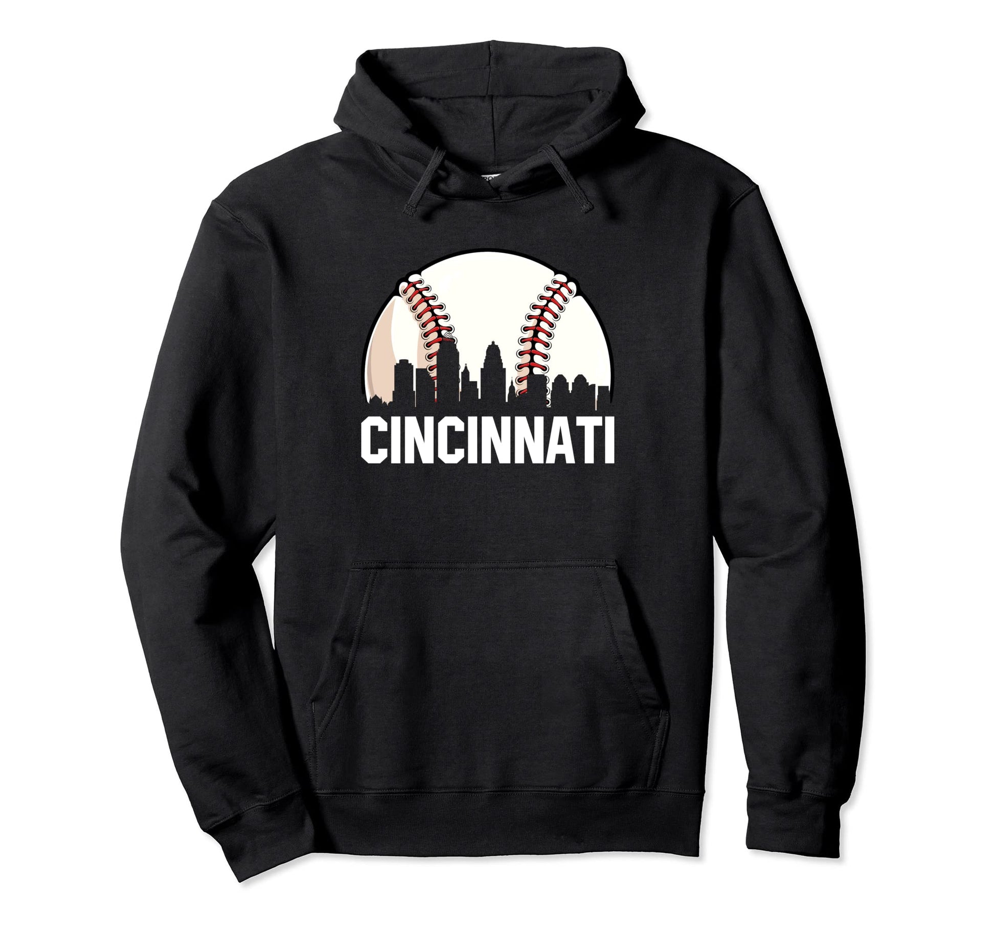 Cincinnati Cityscape Dad Baseball Lover Hoodie - Custom Art Print Unisex - T-Shirt, Sweatshirt, Hoodie