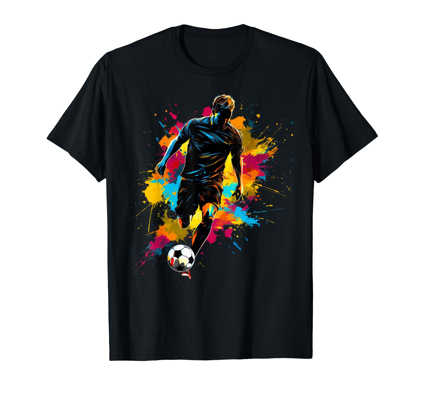 Pop Art Soccer Player Colorful Mens T-Shirt - Minimalist Print for Adults - T-Shirt, Sweatshirt, Hoodie