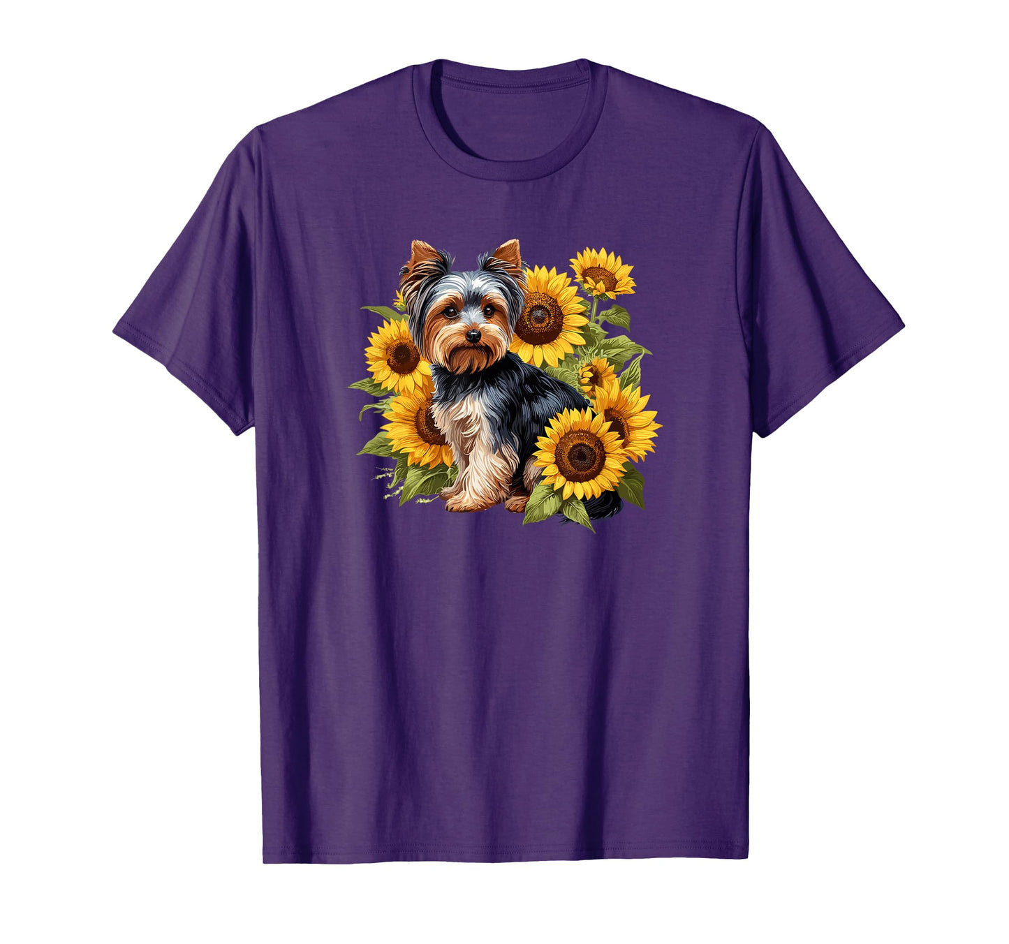 Womens Sunflowers Yorkie Lover T-Shirt - Casual Everyday Wear Unisex - T-Shirt, Sweatshirt, Hoodie