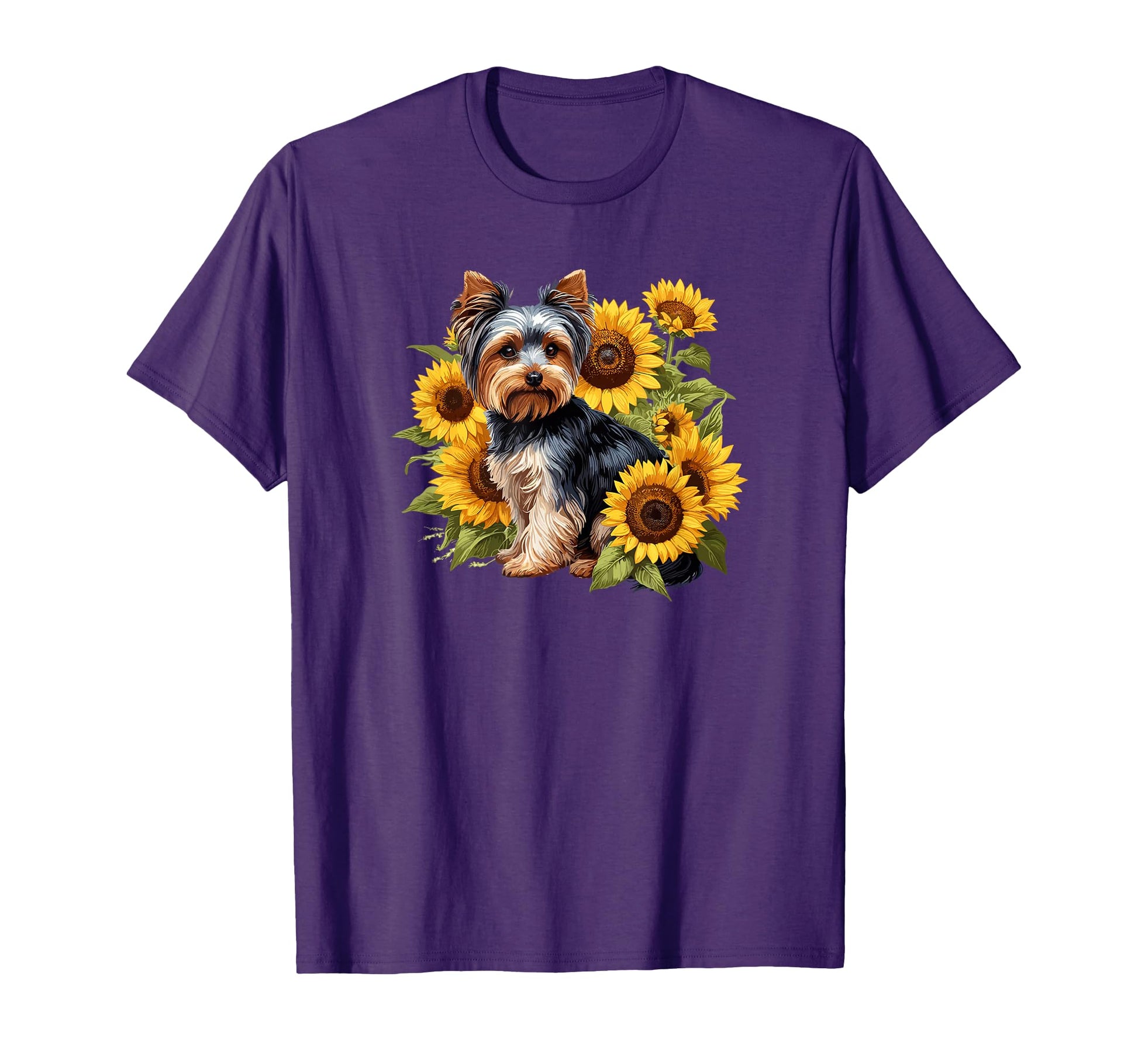 Womens Sunflowers Yorkie Lover T-Shirt - Casual Everyday Wear Unisex - T-Shirt, Sweatshirt, Hoodie