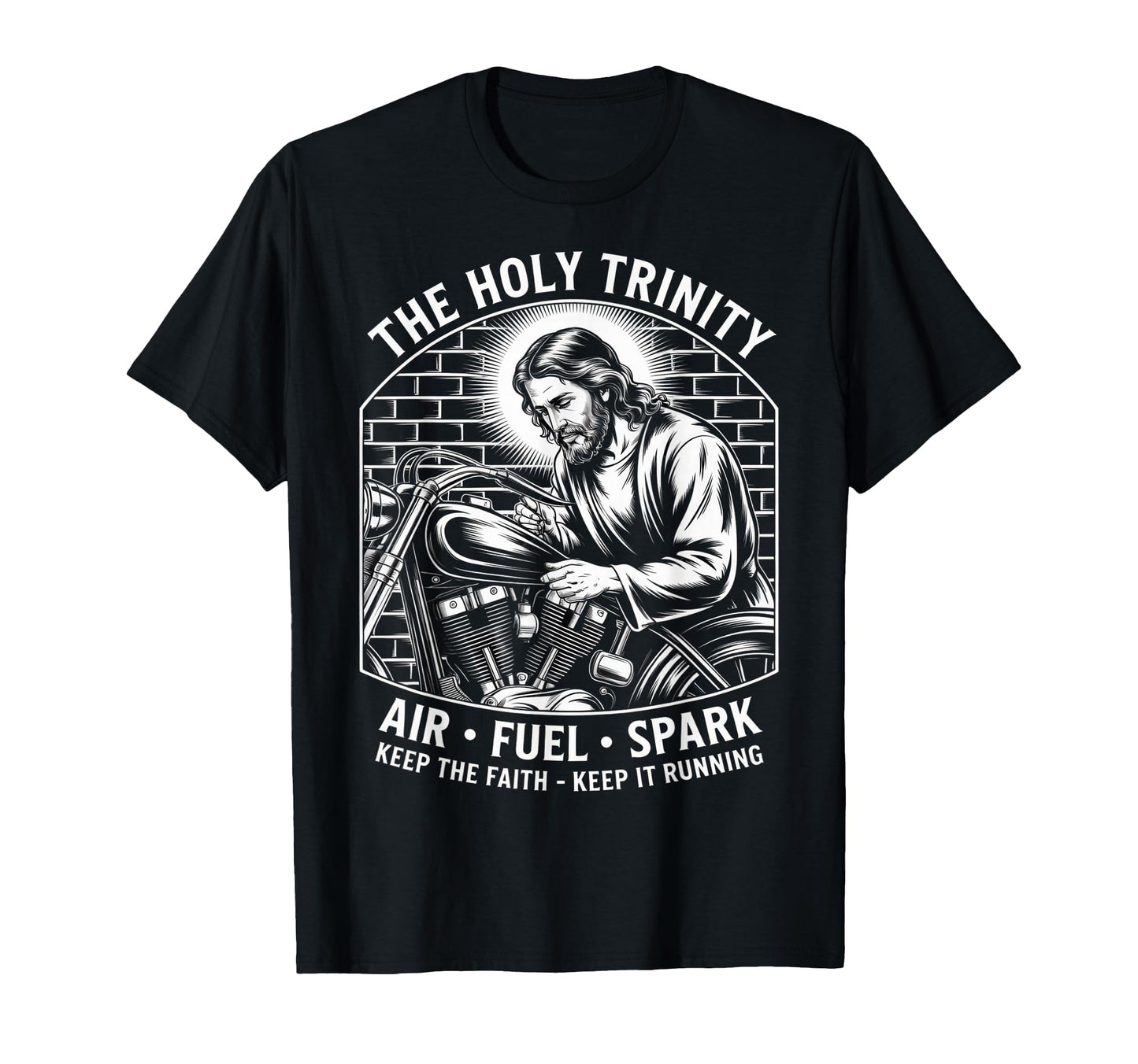 Holy Trinity Motorcycle Faith Biker Dad T-Shirt - Custom Art Print Unisex - T-Shirt, Sweatshirt, Hoodie