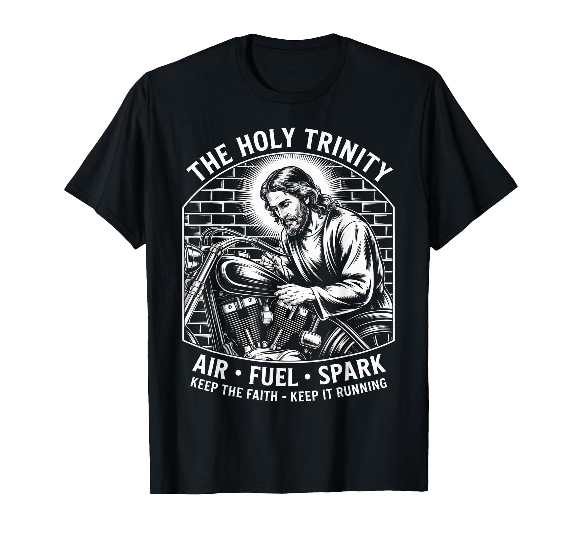 Holy Trinity Motorcycle Faith Biker Dad T-Shirt - Custom Art Print Unisex - T-Shirt, Sweatshirt, Hoodie
