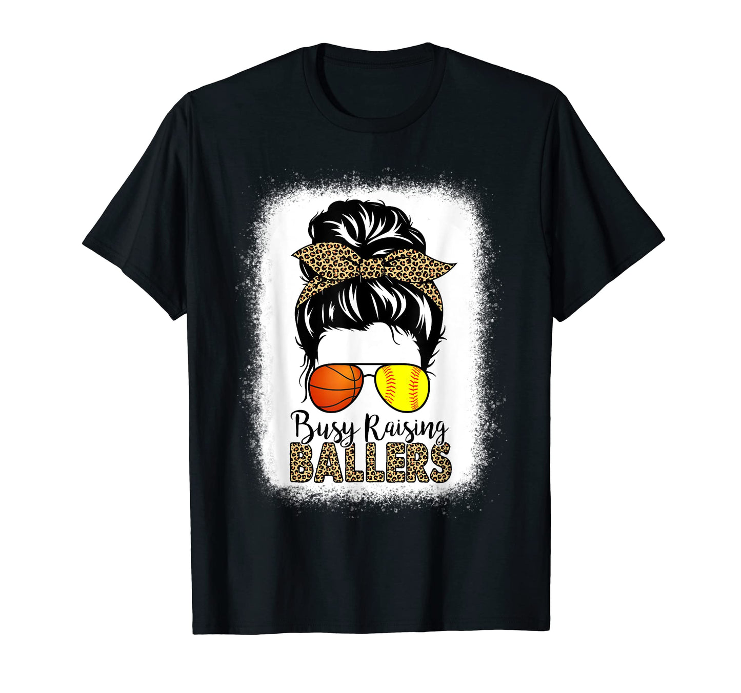 Basketball And Softball Mom Messy Bun T-Shirt - Unique Graphic Men Women - T-Shirt, Sweatshirt, Hoodie