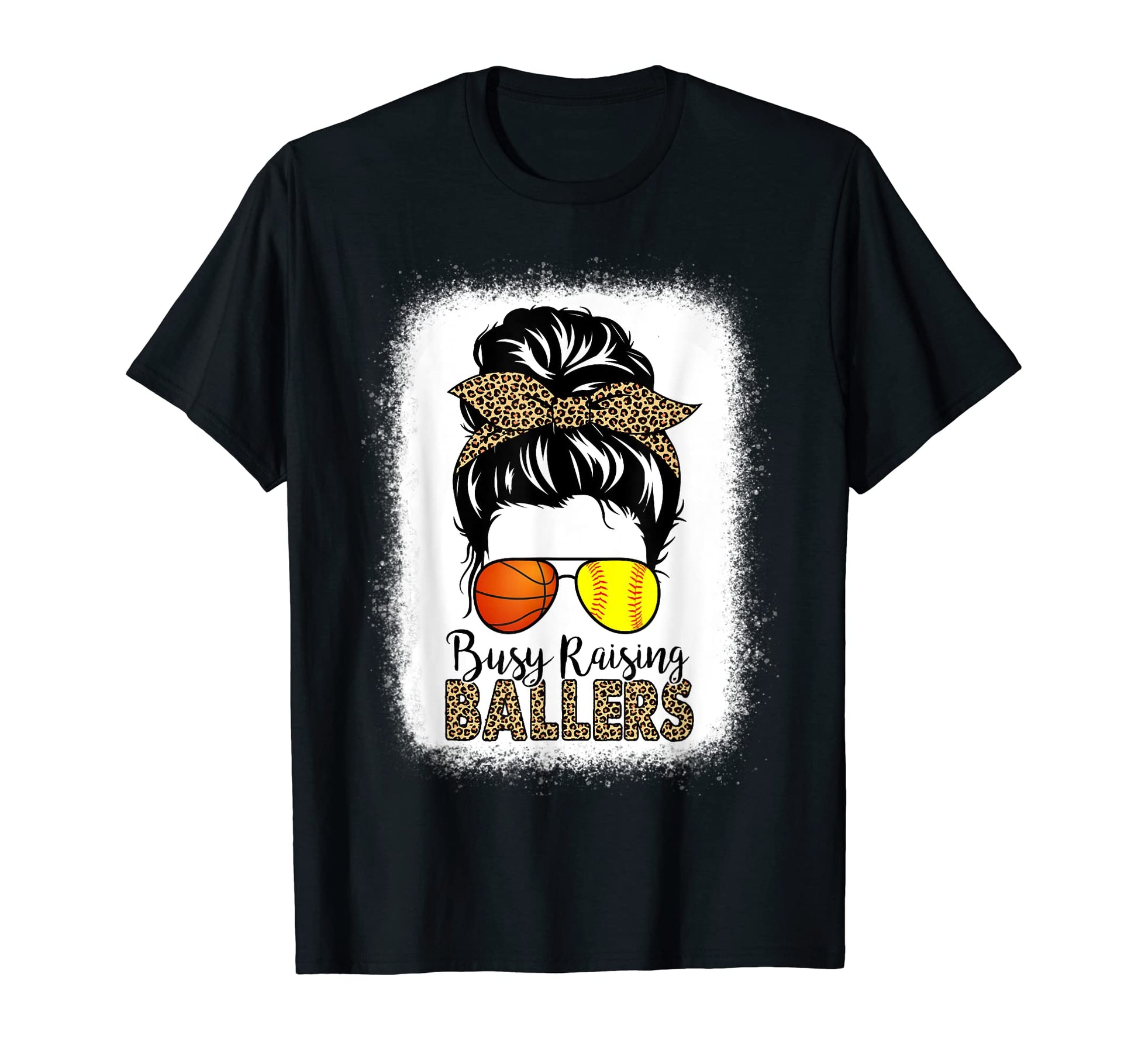 Basketball And Softball Mom Messy Bun T-Shirt - Unique Graphic Men Women - T-Shirt, Sweatshirt, Hoodie