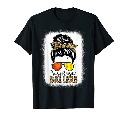 Basketball And Softball Mom Messy Bun T-Shirt - Unique Graphic Men Women - T-Shirt, Sweatshirt, Hoodie