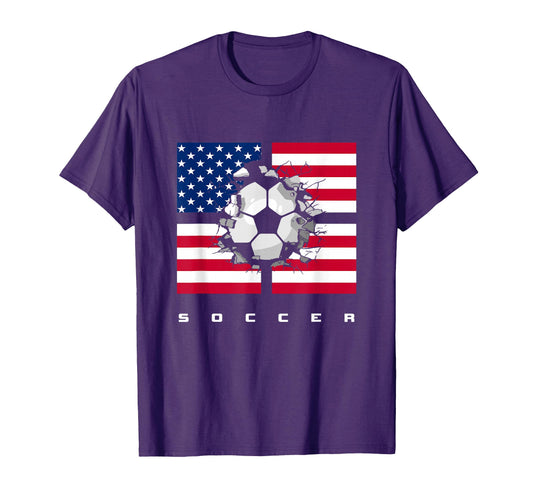 American Flag Soccer Soccer T-Shirt - Aesthetic Graphic Men Women - T-Shirt, Sweatshirt, Hoodie