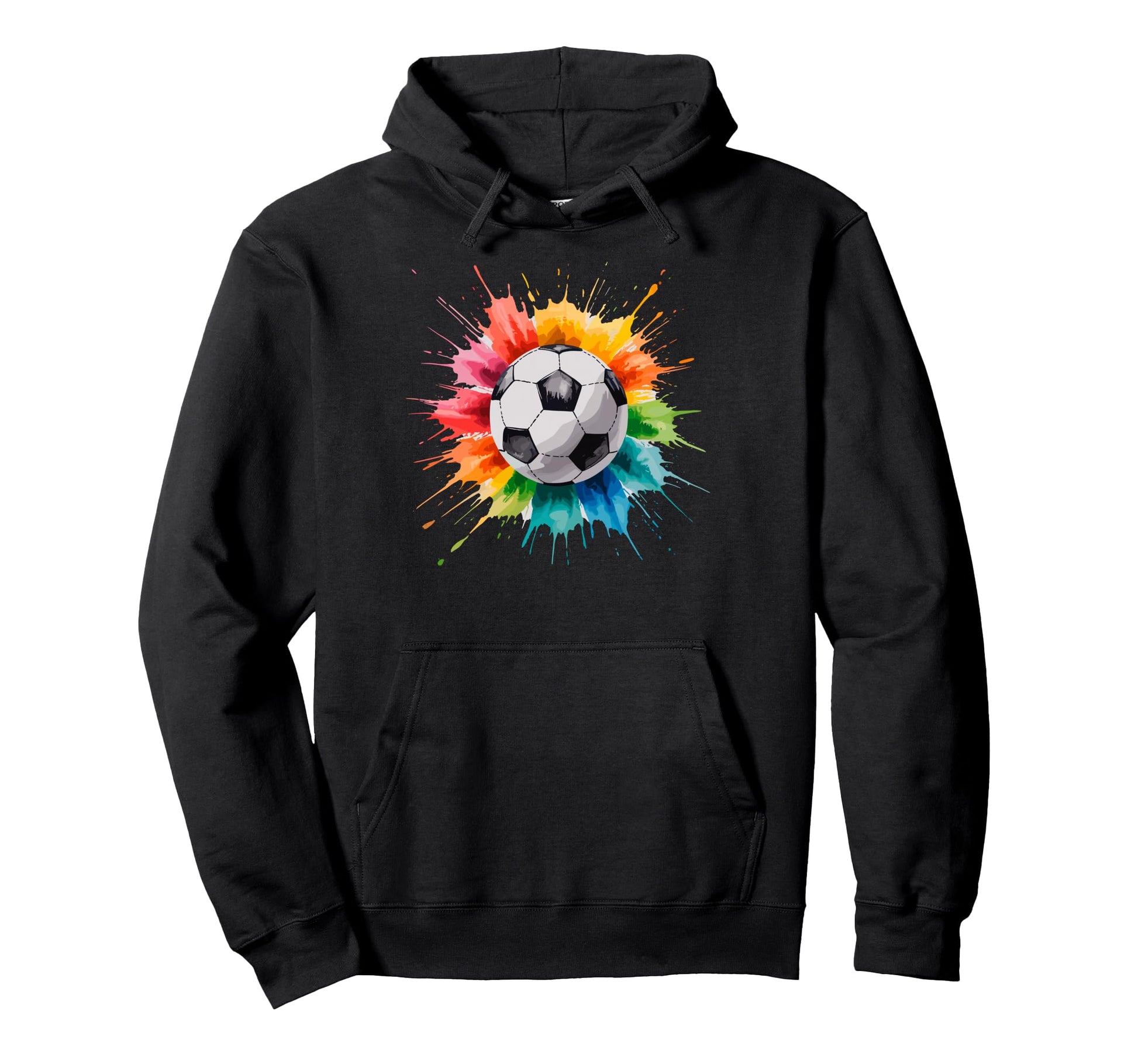 Colorful Splash Art Soccer Football Hoodie - Novelty Apparel for Adults - T-Shirt, Sweatshirt, Hoodie