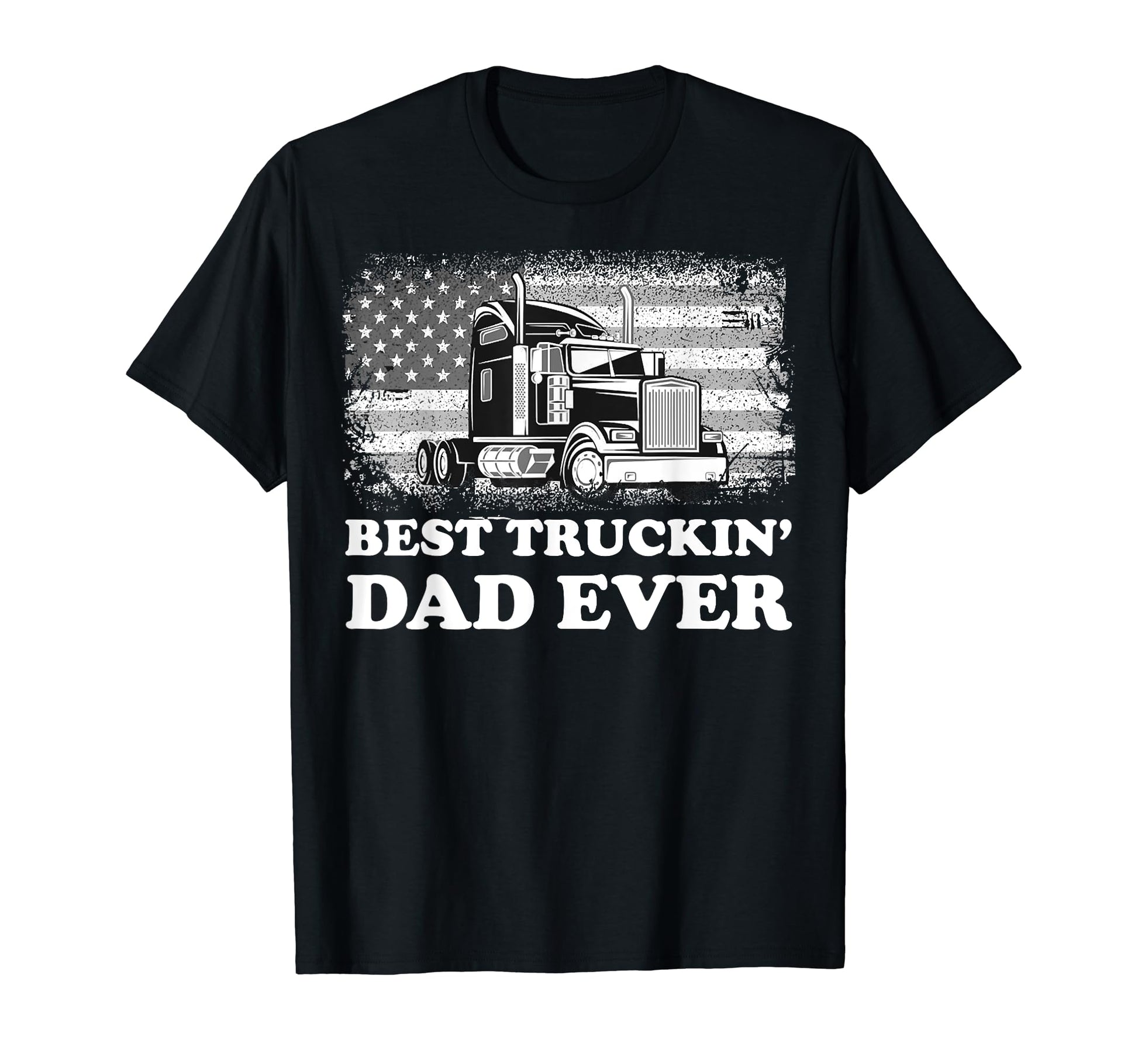Usa Best Truckin Dad Ever American Flag T-Shirt - Graphic Print for Adults - T-Shirt, Sweatshirt, Hoodie