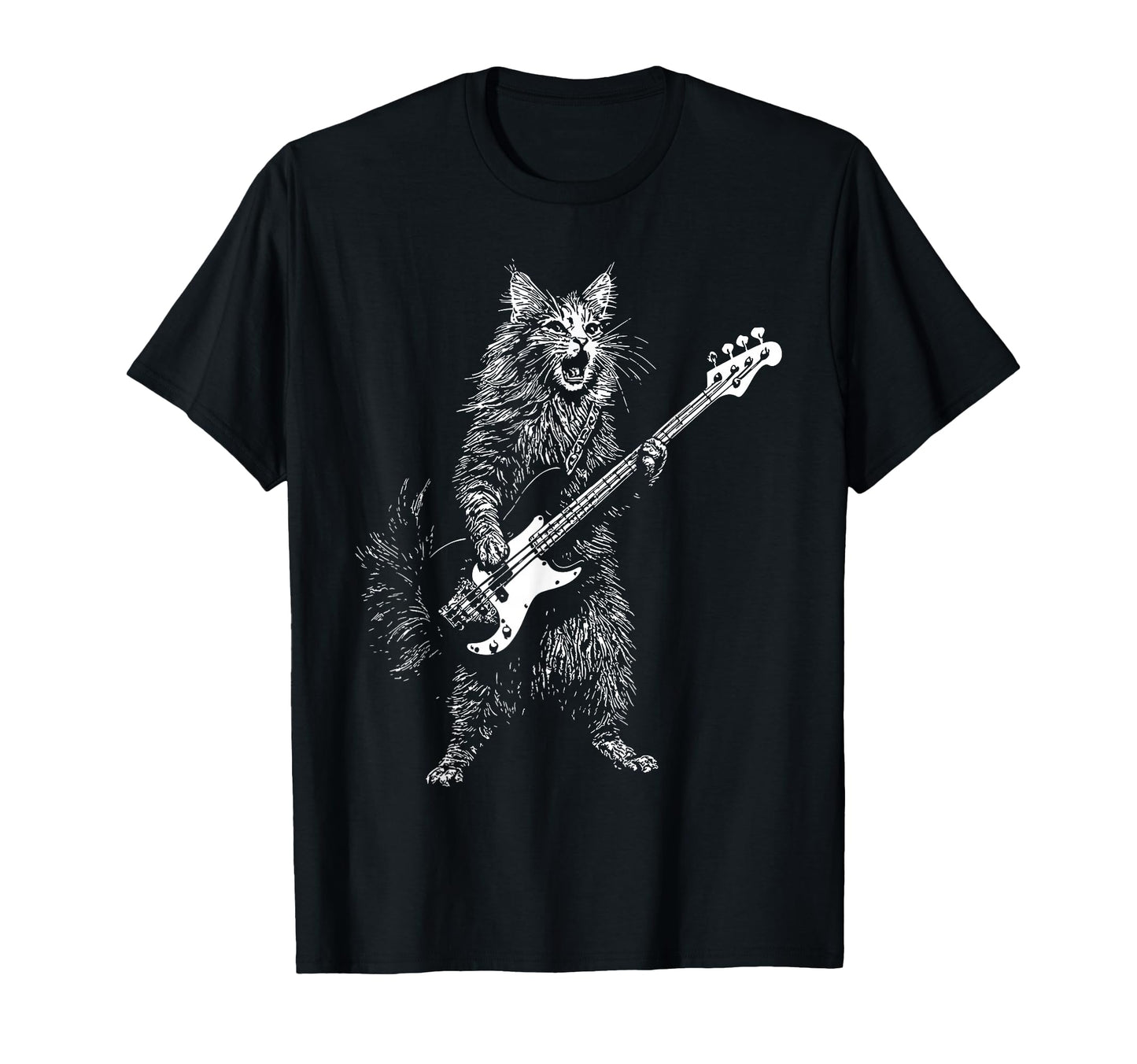 Cat Maine Coon Playing Guitar Rock T-Shirt - Novelty Apparel Men Women - T-Shirt, Sweatshirt, Hoodie