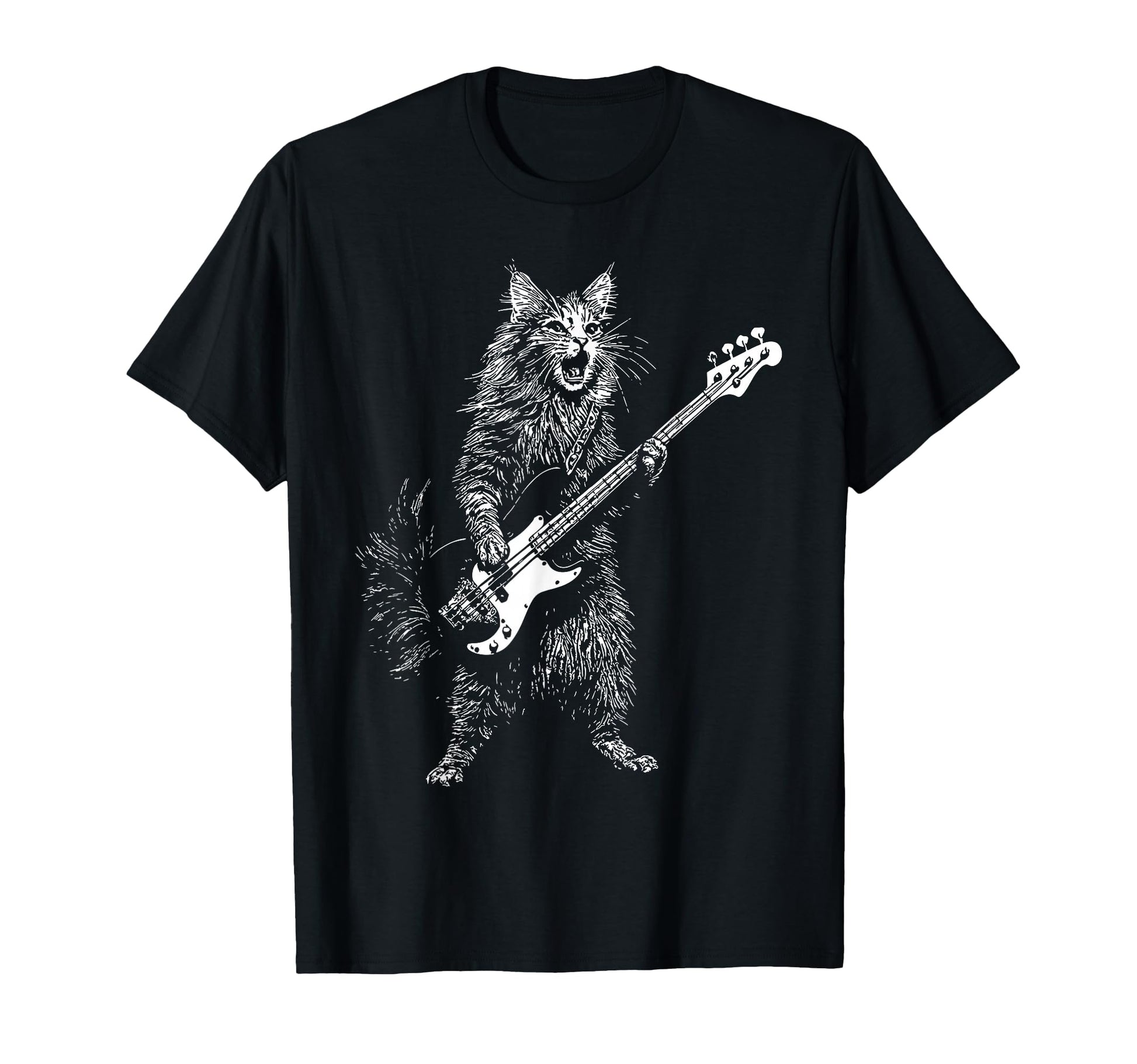 Cat Maine Coon Playing Guitar Rock T-Shirt - Novelty Apparel Men Women - T-Shirt, Sweatshirt, Hoodie