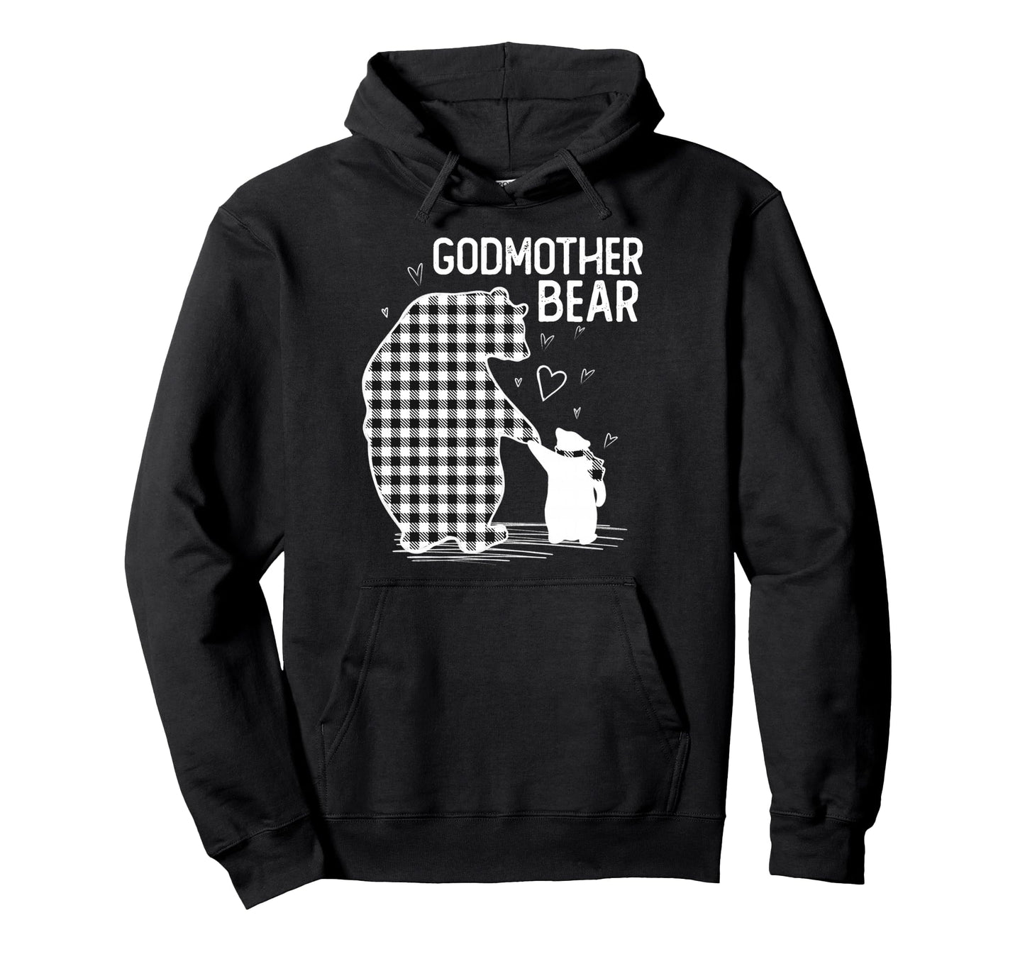 Godmother Bear Pajama Grey Buffalo Plaid Hoodie - Graphic Print for Adults - T-Shirt, Sweatshirt, Hoodie