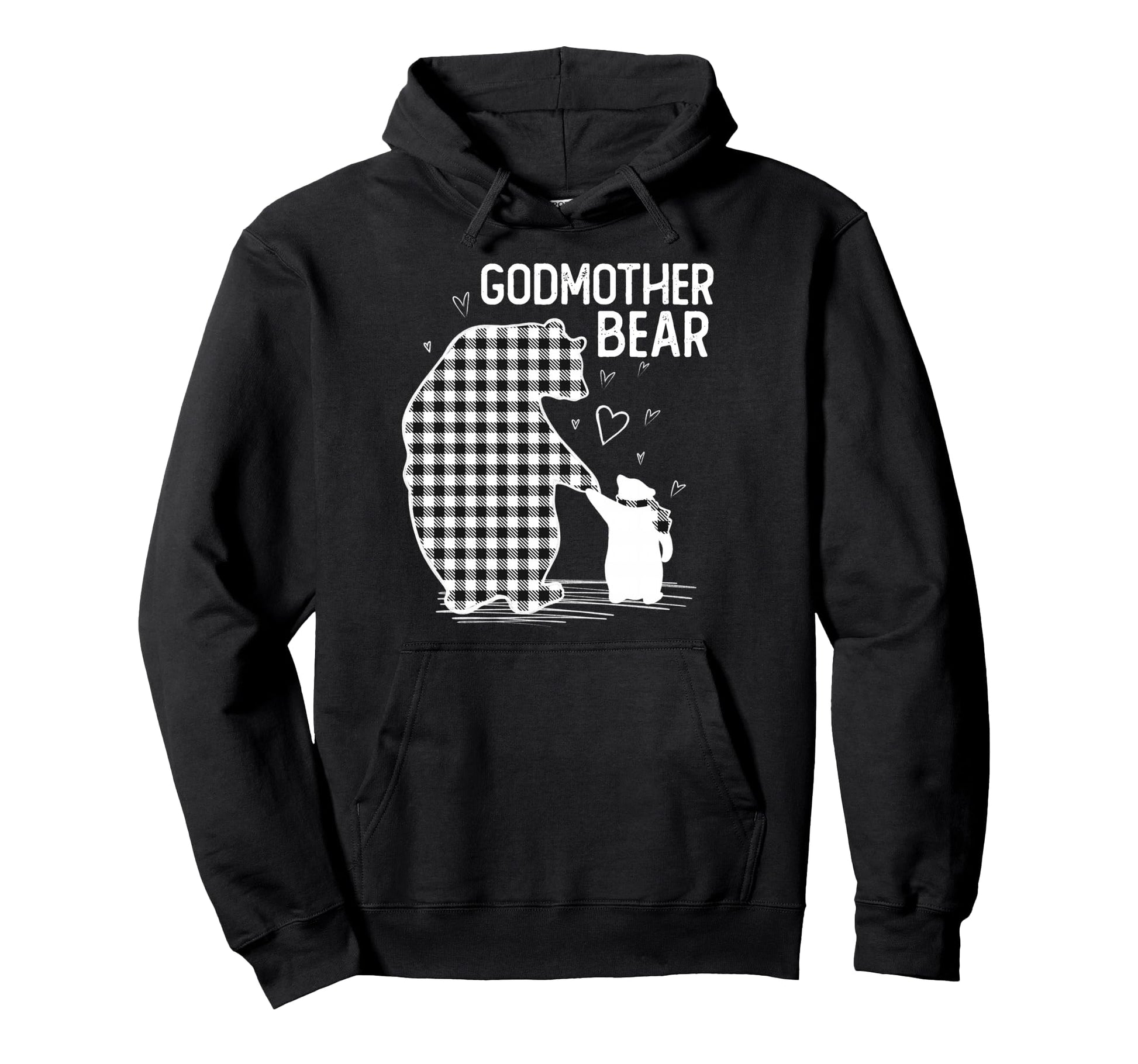Godmother Bear Pajama Grey Buffalo Plaid Hoodie - Graphic Print for Adults - T-Shirt, Sweatshirt, Hoodie