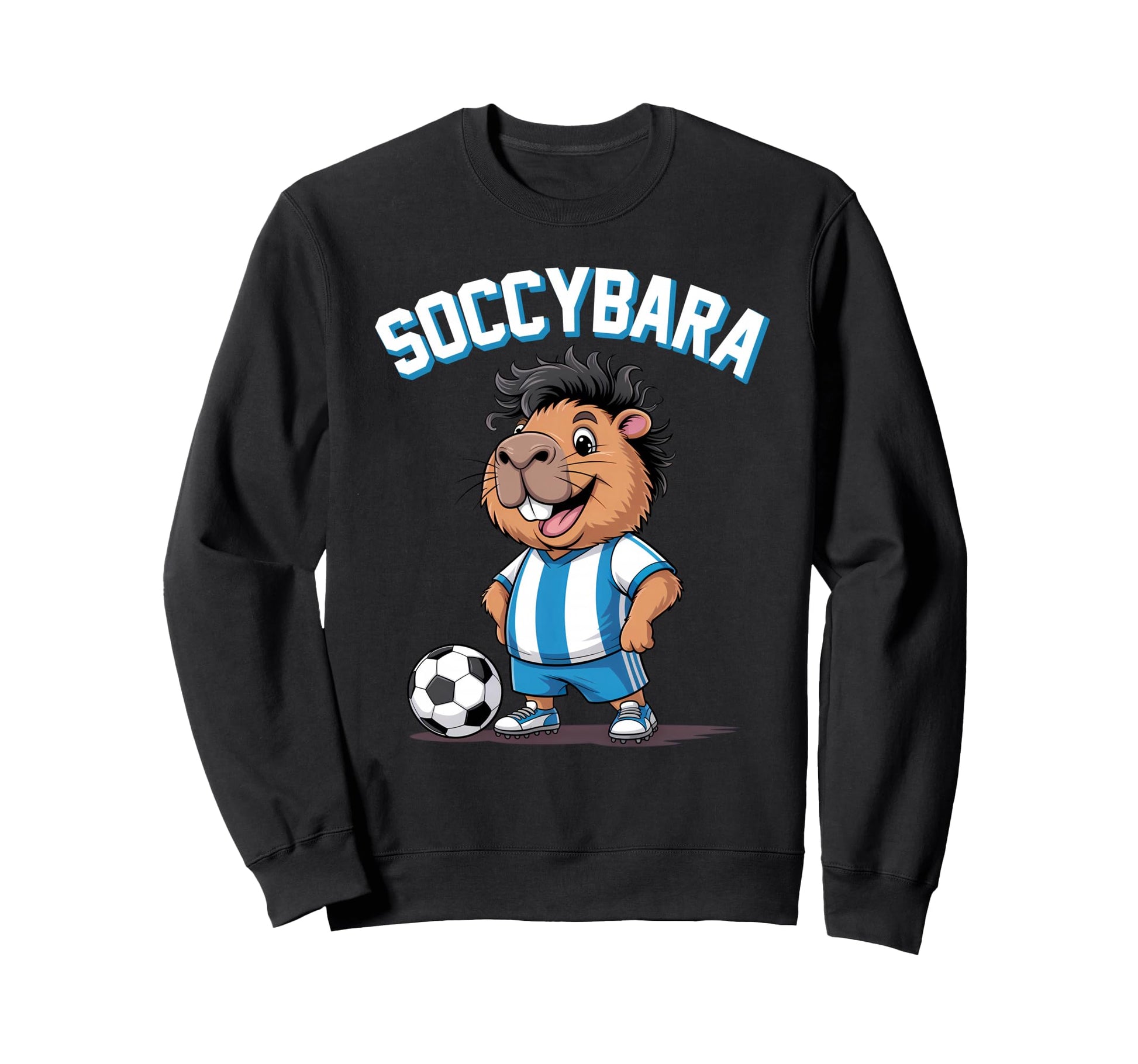 Soccybara Delight Funny Capybara Sweatshirt - Unique Graphic Unisex - T-Shirt, Sweatshirt, Hoodie