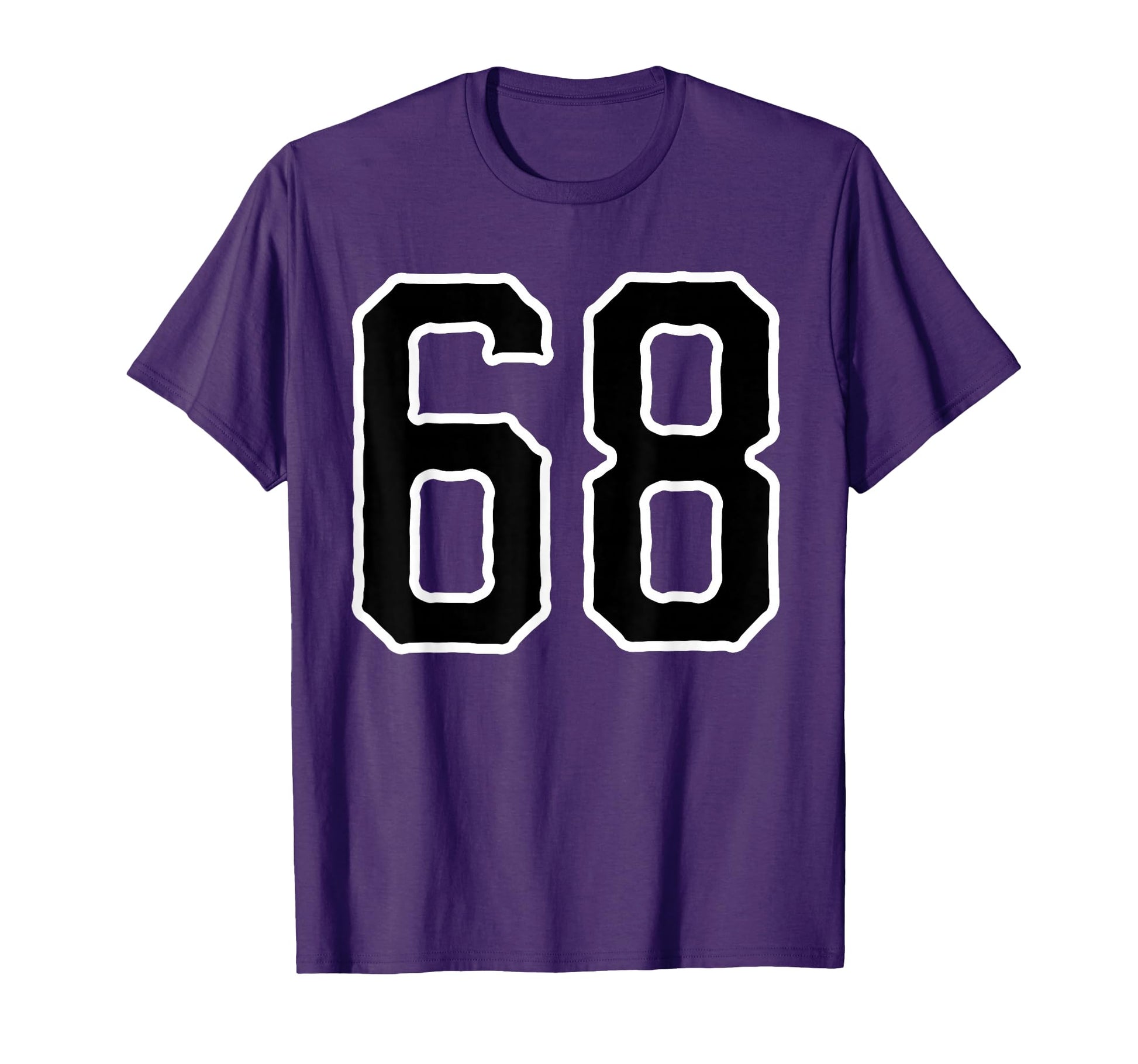Number 68 White Black Sports Team T-Shirt - Minimalist Print Unisex - T-Shirt, Sweatshirt, Hoodie