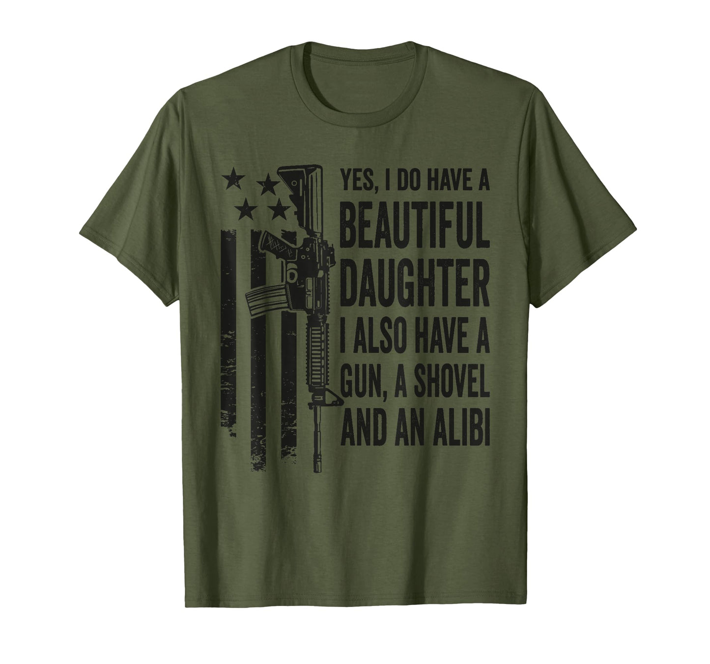 Funny Daughter Gun Shovel Alibi Camo T-Shirt - Custom Art Print Men Women - T-Shirt, Sweatshirt, Hoodie