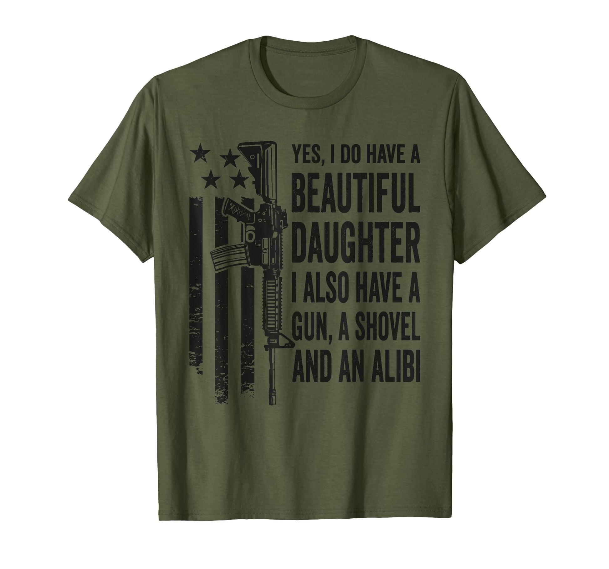 Funny Daughter Gun Shovel Alibi Camo T-Shirt - Custom Art Print Men Women - T-Shirt, Sweatshirt, Hoodie