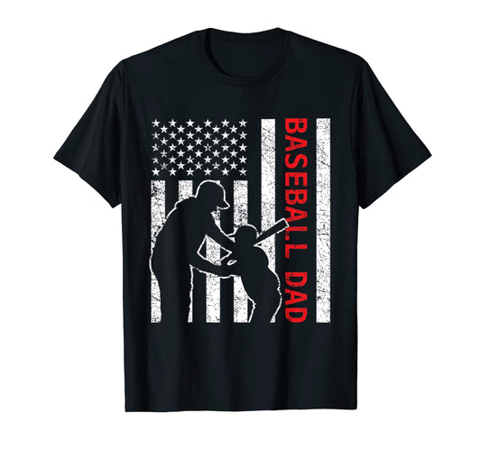 American Flag Pround Baseball Dad T-Shirt - Fun Novelty Design Unisex - T-Shirt, Sweatshirt, Hoodie
