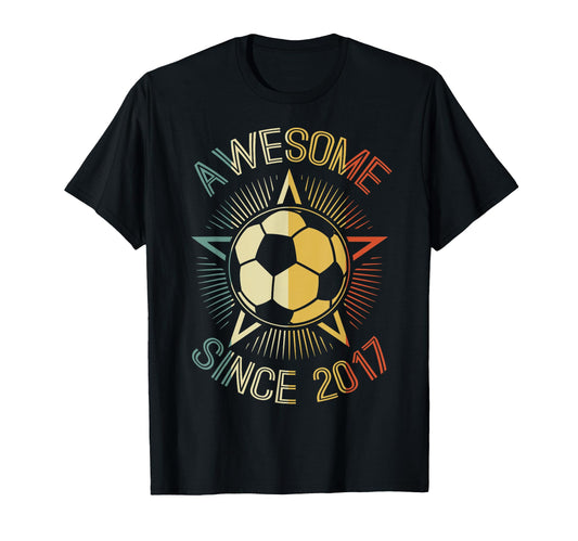 Awesome Since 2017 Soccer Birthday Team T-Shirt - Unique Graphic Men Women - T-Shirt, Sweatshirt, Hoodie