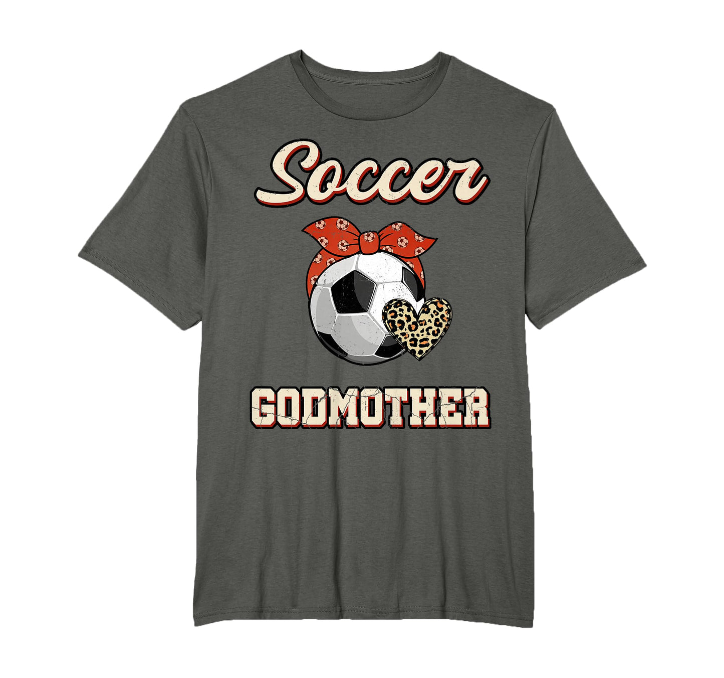 Soccer Godmother Bandana Leopard Heart Fans T-Shirt - Graphic Print Unisex - T-Shirt, Sweatshirt, Hoodie