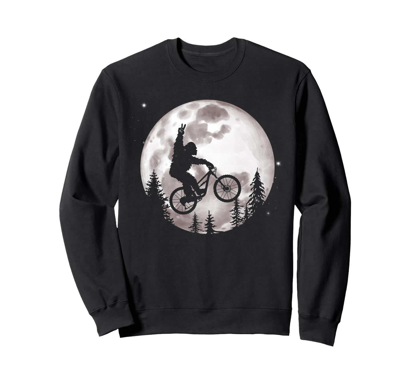 Bigfoot Mountain Bike Moon Funny Sweatshirt - Custom Art Print Men Women - T-Shirt, Sweatshirt, Hoodie