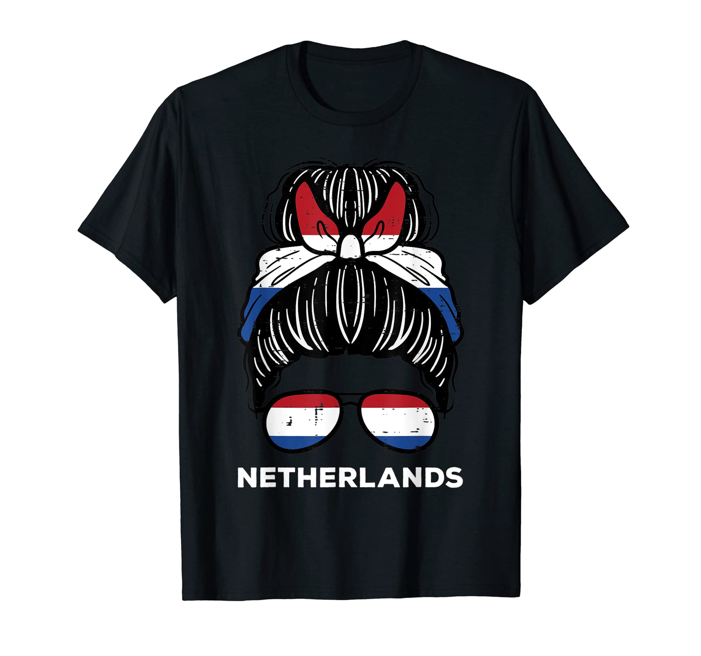 Netherlands Flag Hairbun Football Soccer T-Shirt - Novelty Apparel Unisex - T-Shirt, Sweatshirt, Hoodie