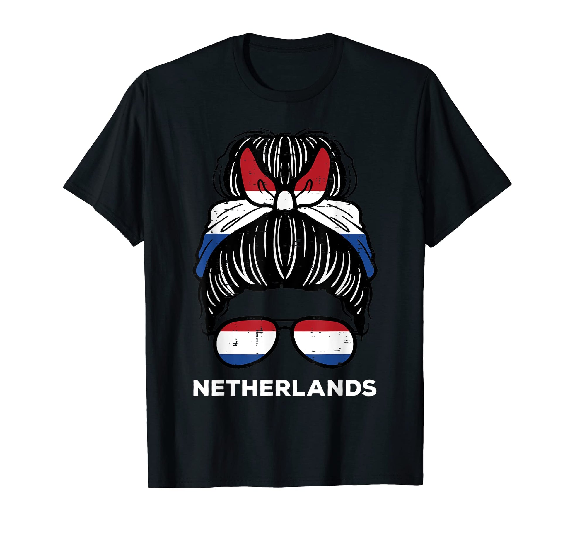 Netherlands Flag Hairbun Football Soccer T-Shirt - Novelty Apparel Unisex - T-Shirt, Sweatshirt, Hoodie