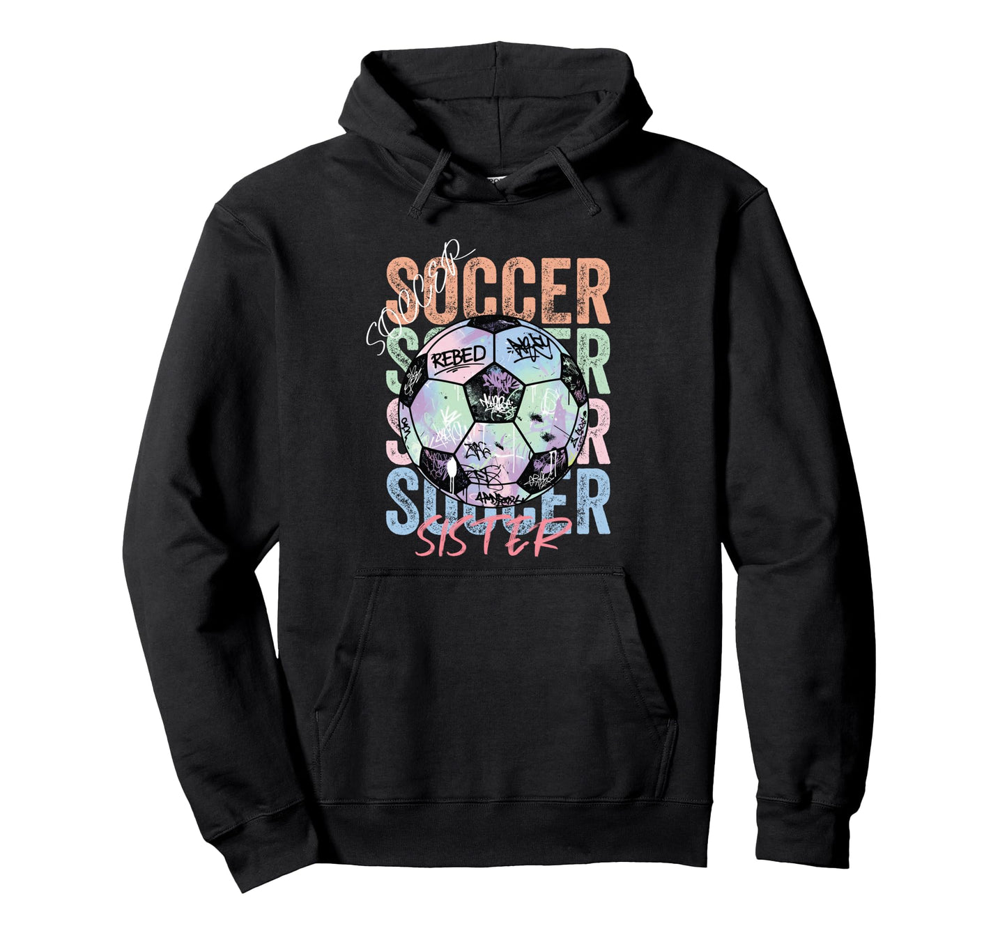Colorful Soccer Sister Ball Distressed Hoodie - Streetwear Style for Adults - T-Shirt, Sweatshirt, Hoodie