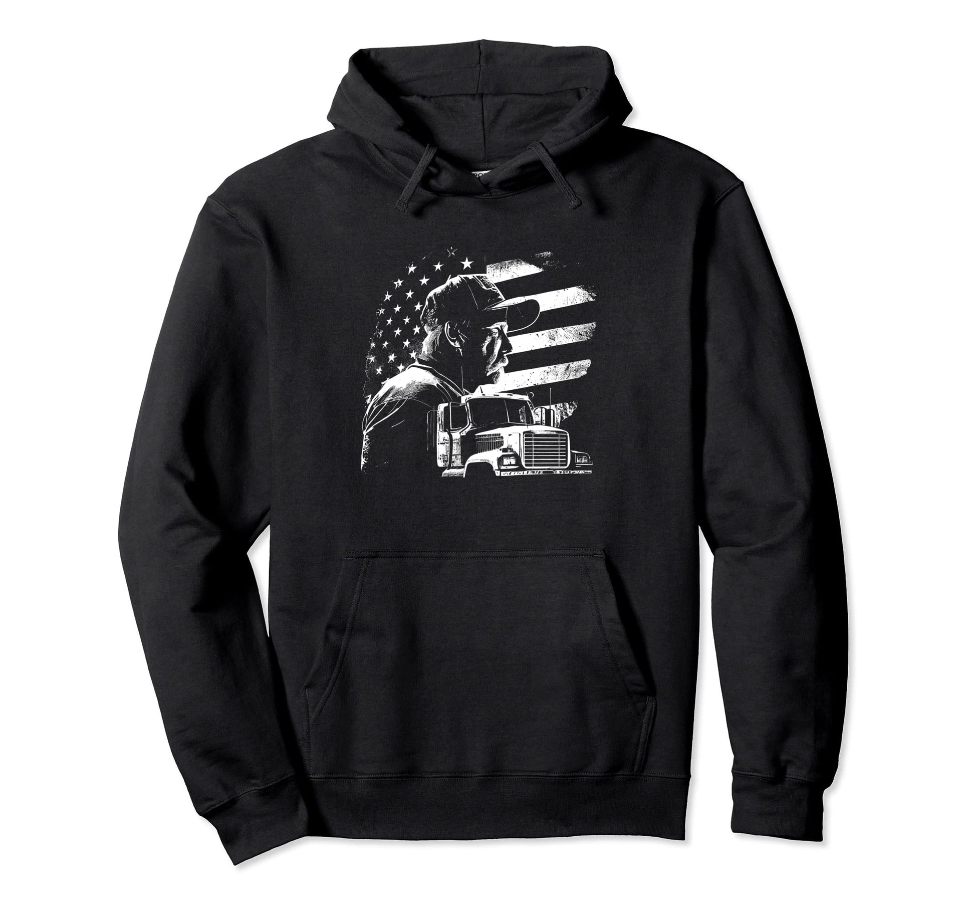 Funny Trucker American Big Rigs Hoodie - Minimalist Print for Adults - T-Shirt, Sweatshirt, Hoodie