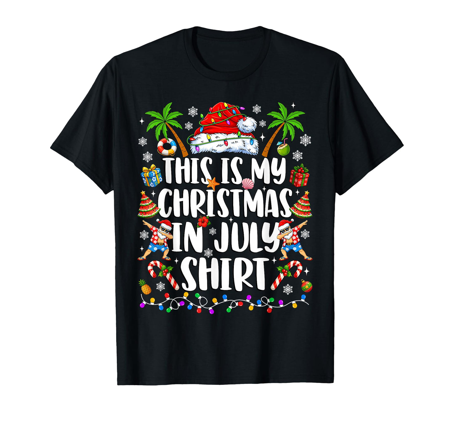 July Santa Hat Summer Beach T-Shirt - Casual Everyday Wear for Adults - T-Shirt, Sweatshirt, Hoodie