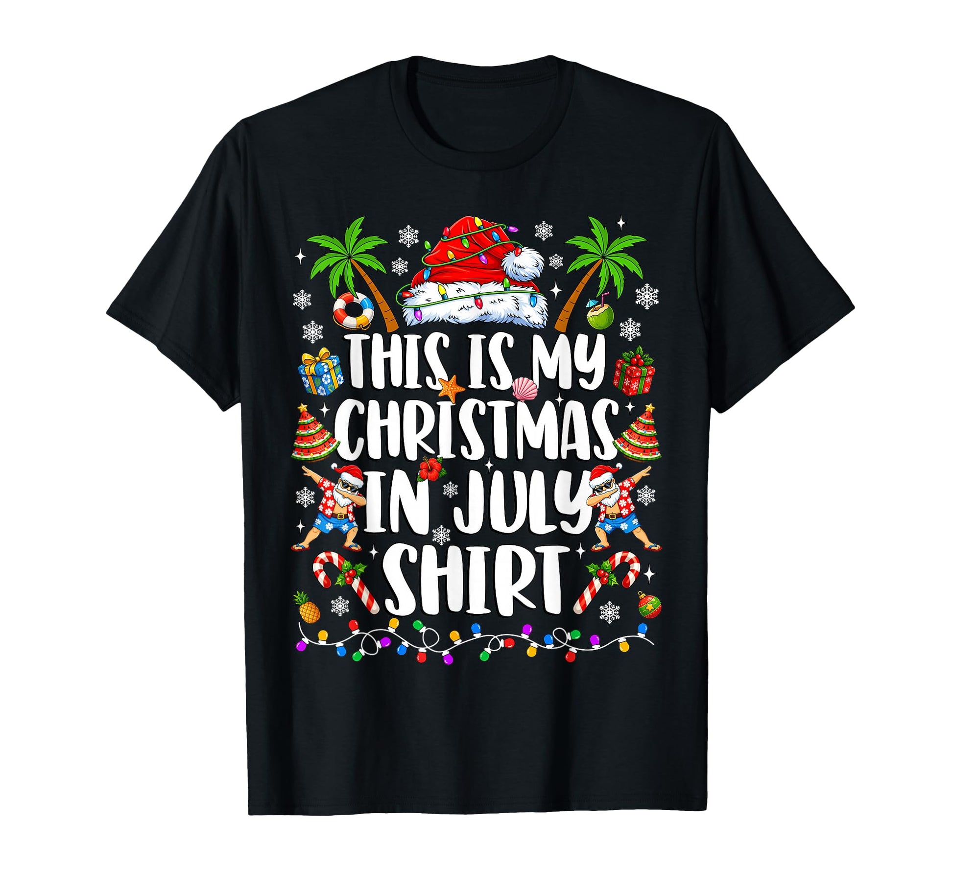 July Santa Hat Summer Beach T-Shirt - Casual Everyday Wear for Adults - T-Shirt, Sweatshirt, Hoodie
