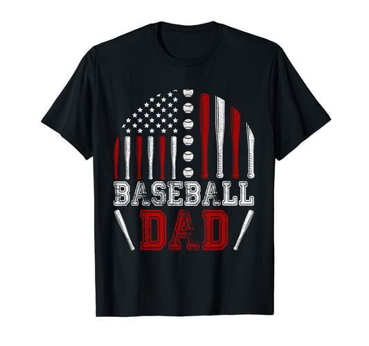 American Flag Softball Baseball Dad T-Shirt - Aesthetic Graphic Men Women - T-Shirt, Sweatshirt, Hoodie
