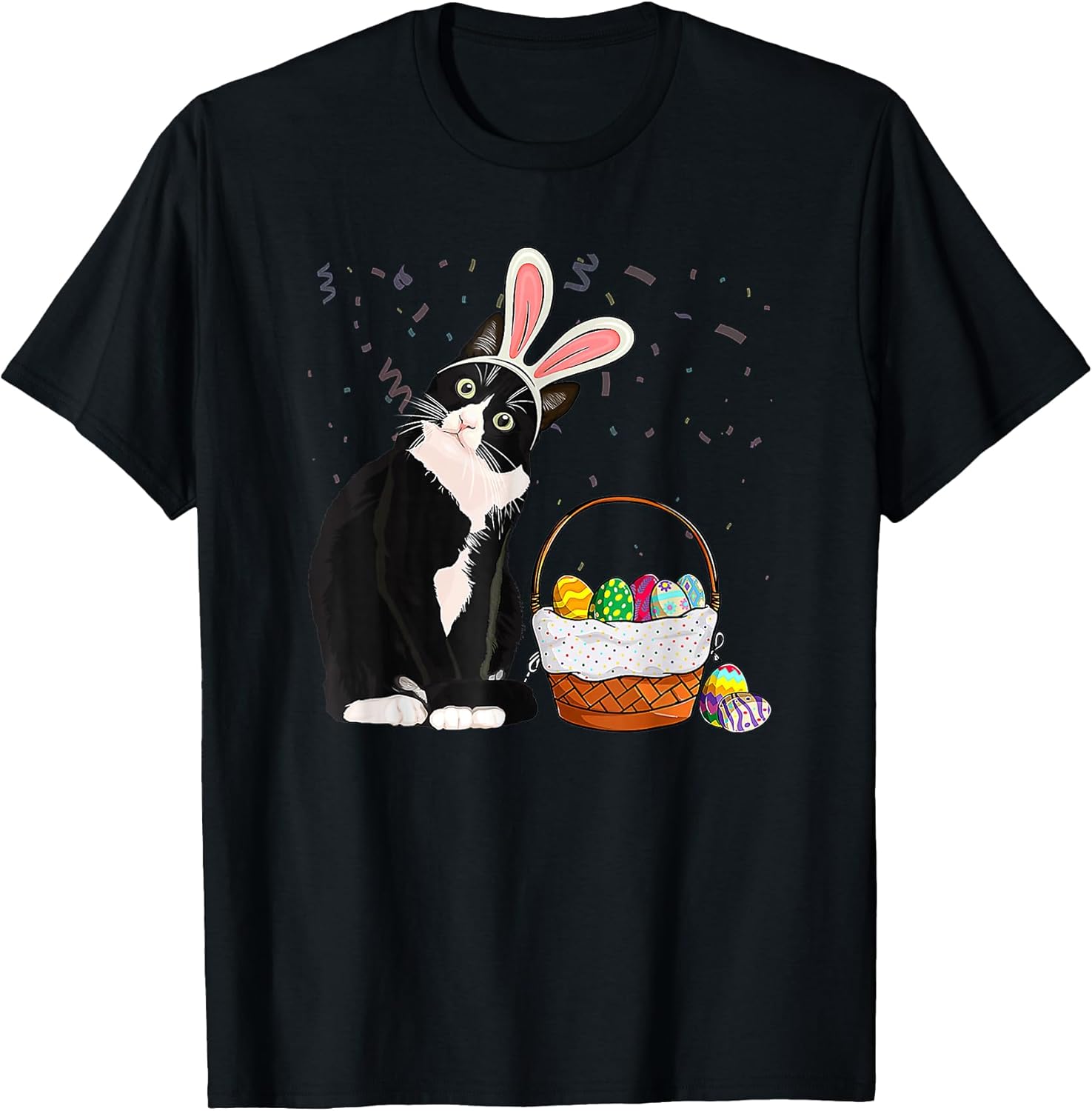 Easter Day Cat Bunny Ears Eggs Unisex T-shirt, Sweatshirt, Hoodie, Long Sleeve Tee - T-Shirt, Sweatshirt, Hoodie